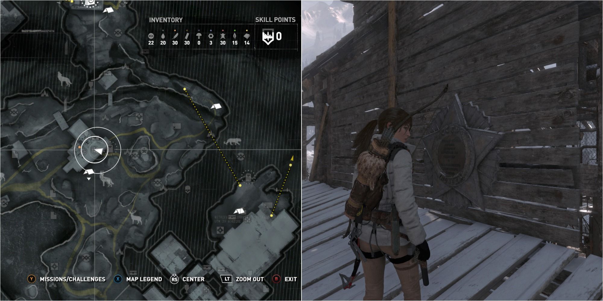 Rise Of The Tomb Raider Split Image Showing Soviet Installation Mural 5 Location