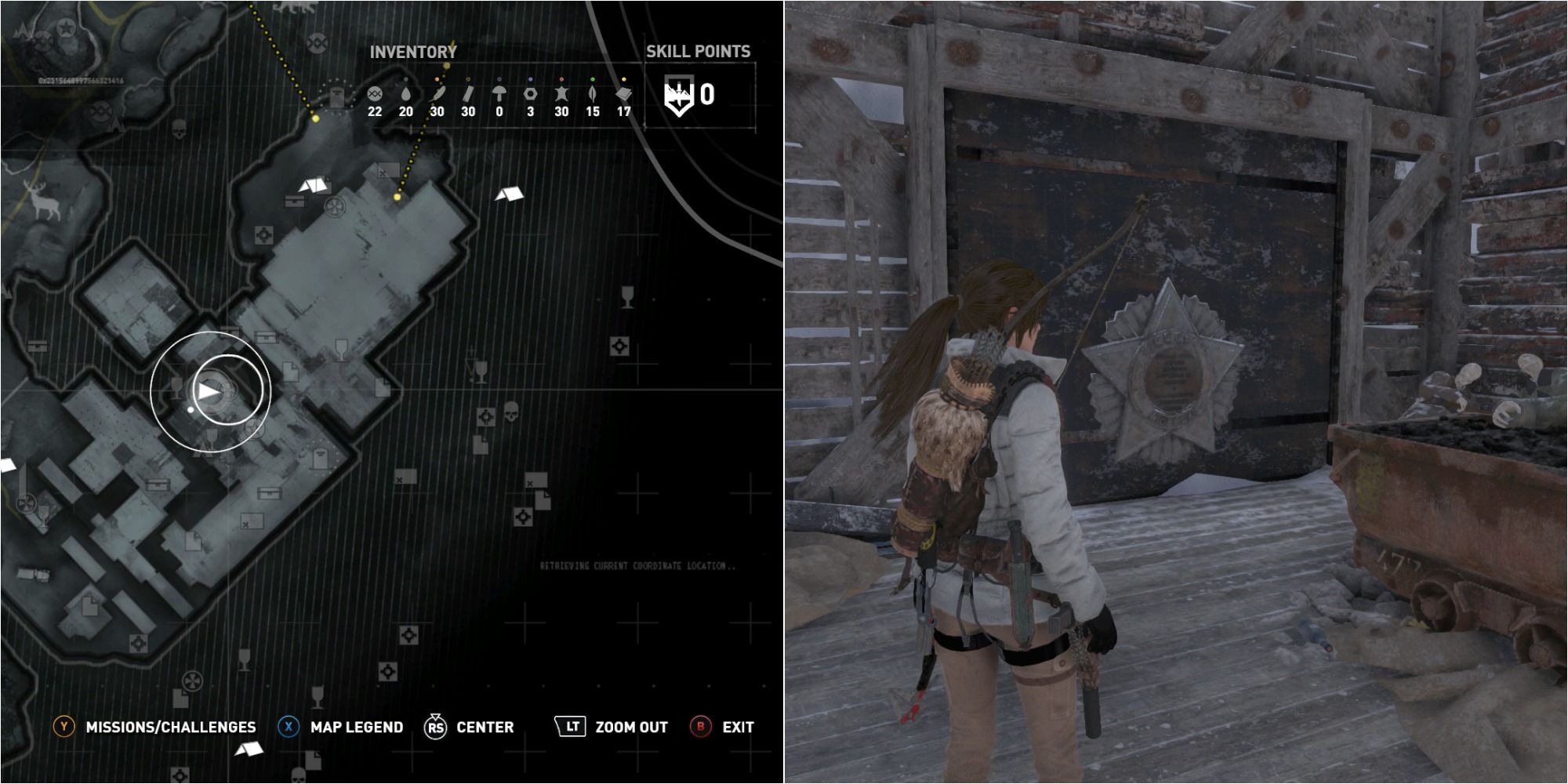 Rise Of The Tomb Raider Split Image Showing Soviet Installation Mural 8 Location