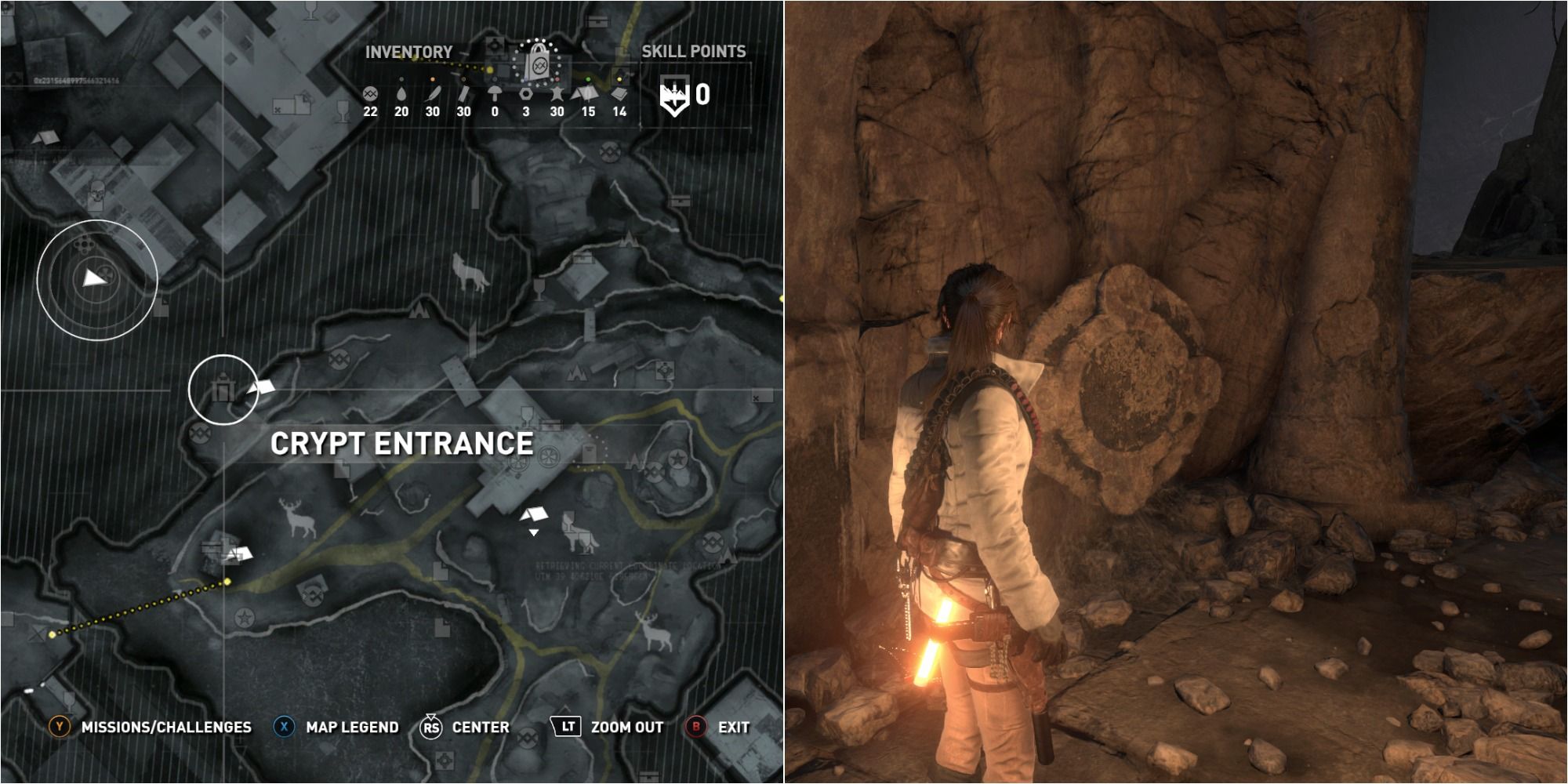 Rise Of The Tomb Raider Split Image Showing Soviet Installation Mural Four Location