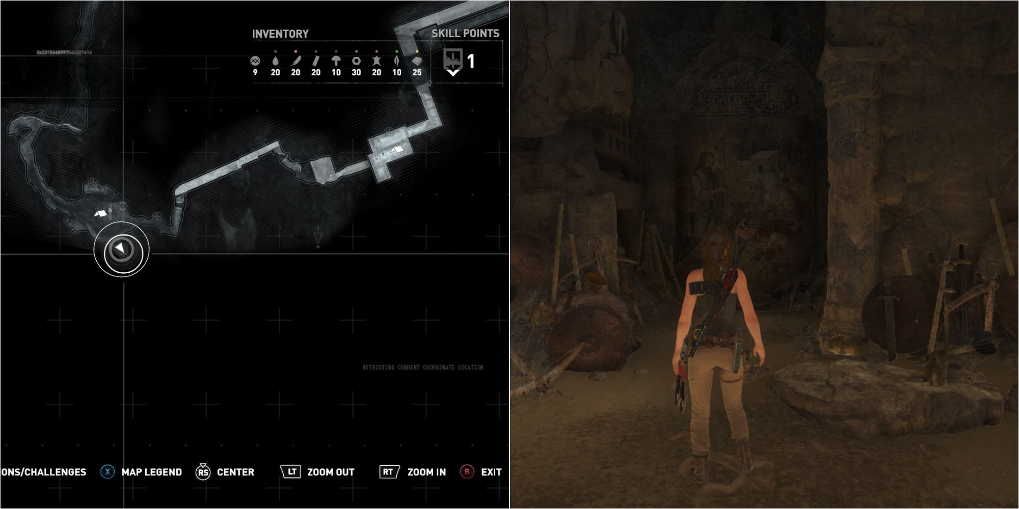 Rise Of The Tomb Raider Split Image Showing Syria Mural Two Location