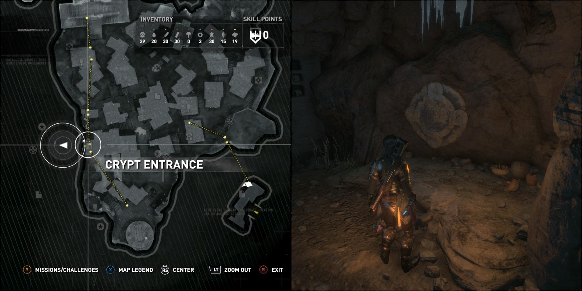Rise Of The Tomb Raider Slit Image Showing The Lost City Mural Two Location