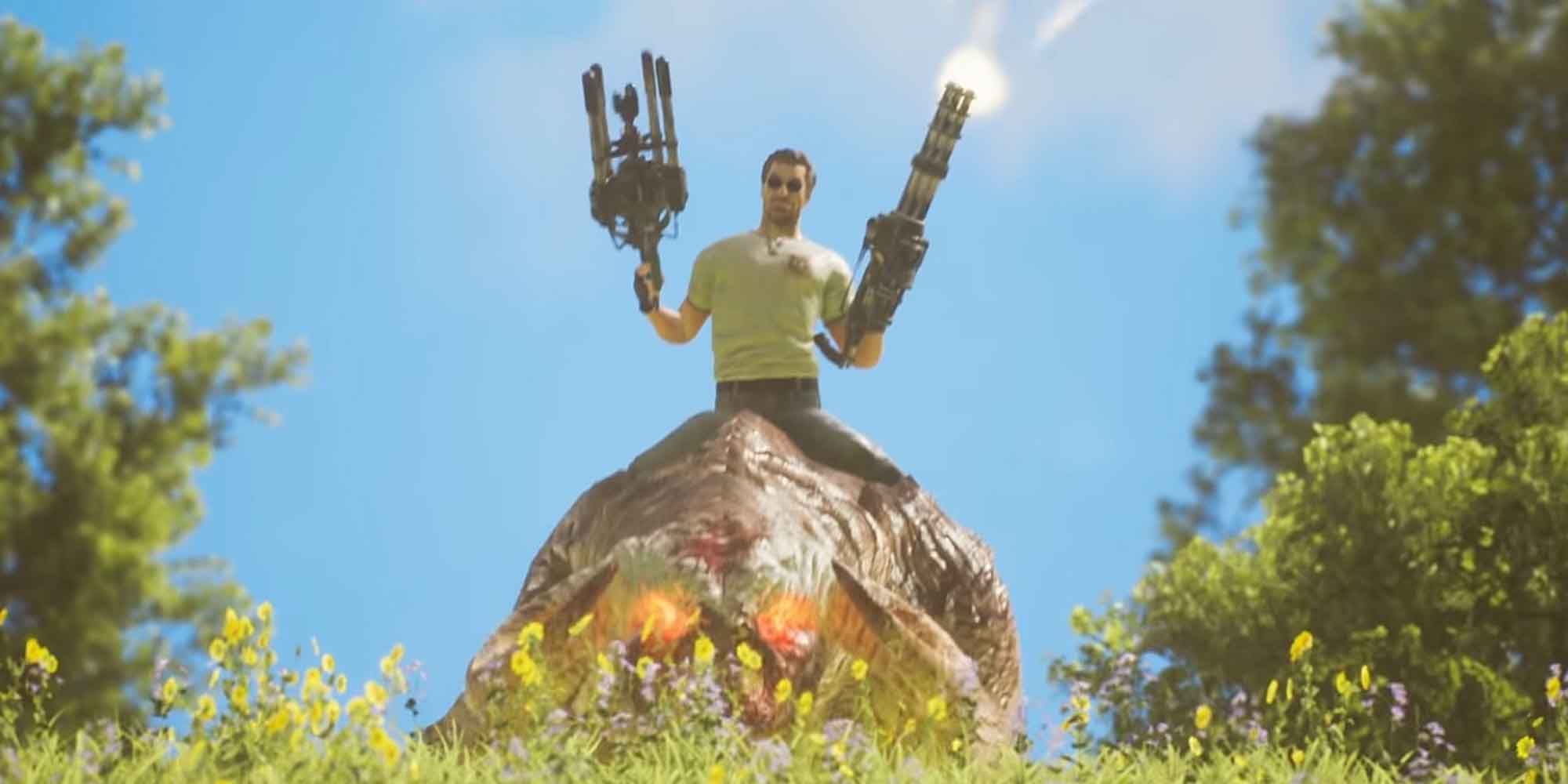 Using the Rodeo Time skill to ride an enemy creature in Serious Sam 4
