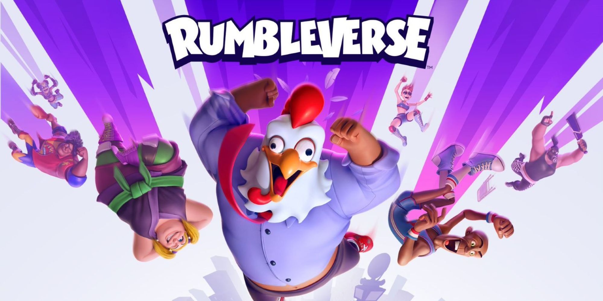 Rumbleverse splash screen showing multiple cartoony characters