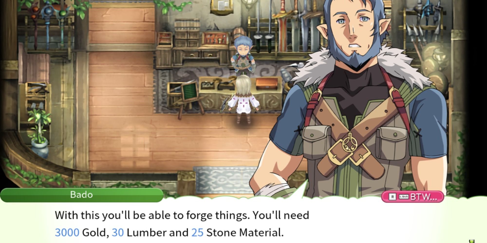Purchasing a Forge from Bado in Rune Factory 4 Special