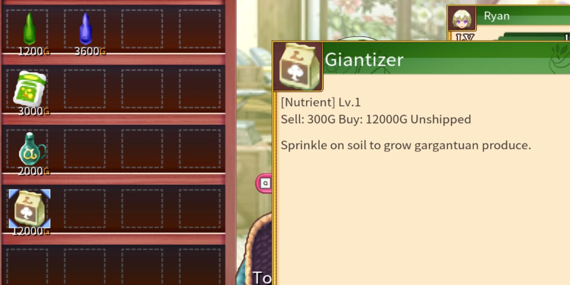 Rune Factory 4 Special Giantizer Description