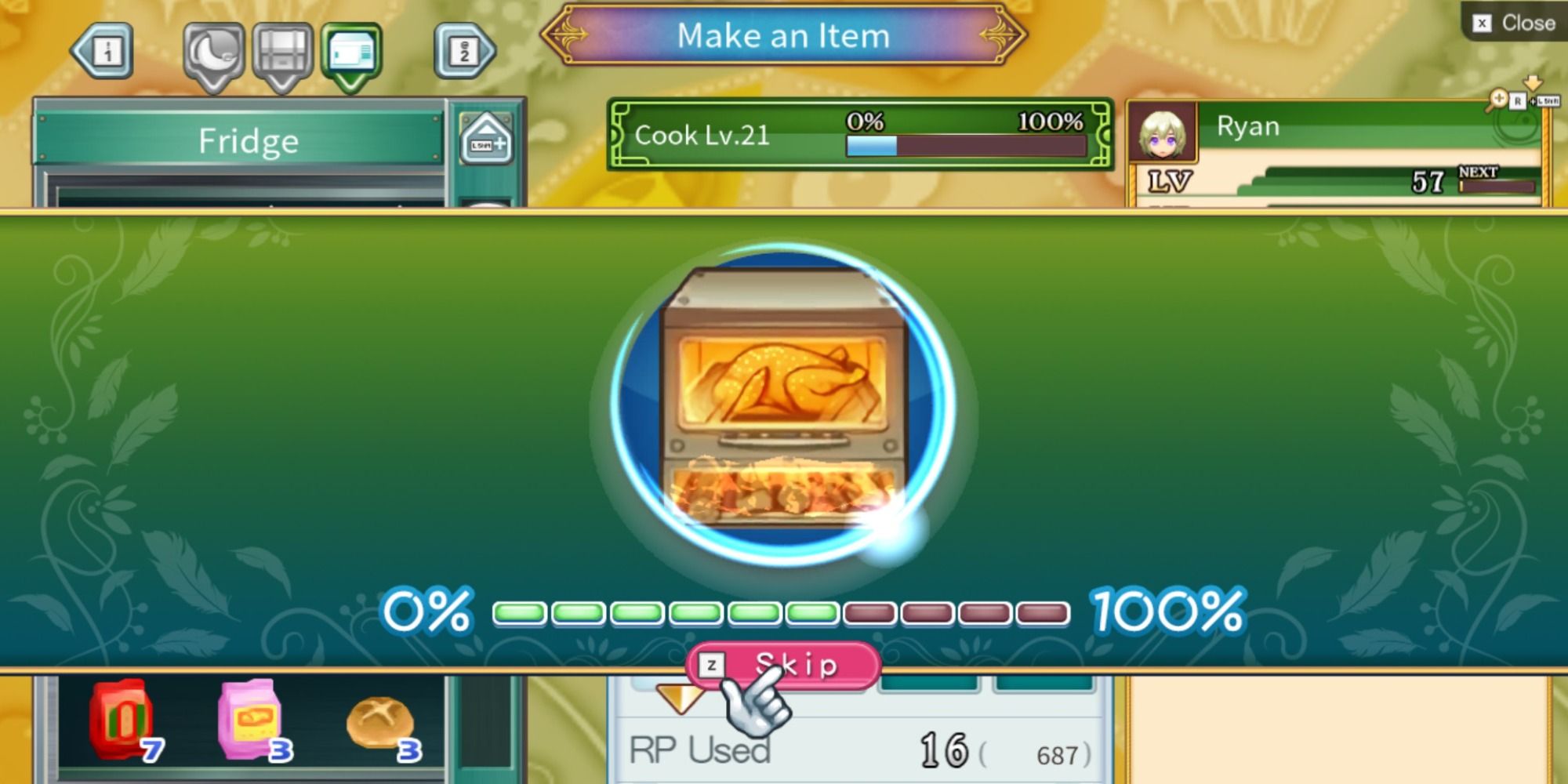 Rune Factory 4 Special Oven Cooking