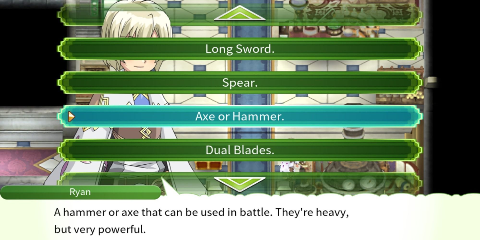 The weapon forging menu in Rune Factory 4 Special
