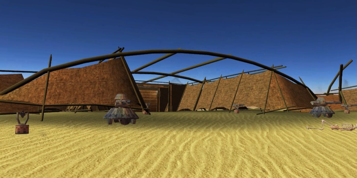 The entrance to the Sand People Enclave/camp, note the turrets