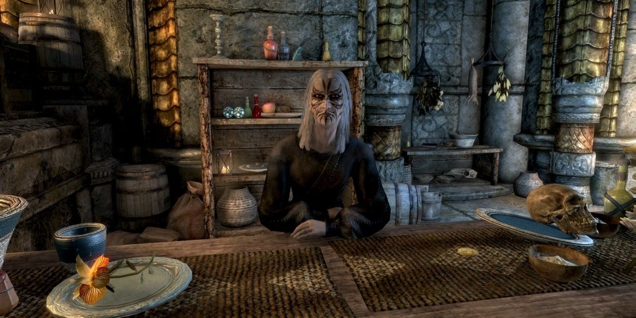 Skyrim Black Mage Robes inside The Hag's Cure in Markarth