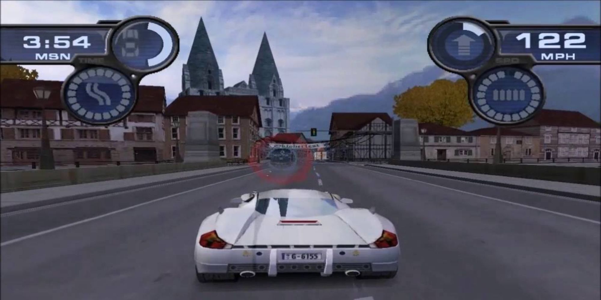 SpyHunter Interceptor from 2001 PS2 game on streets of germany