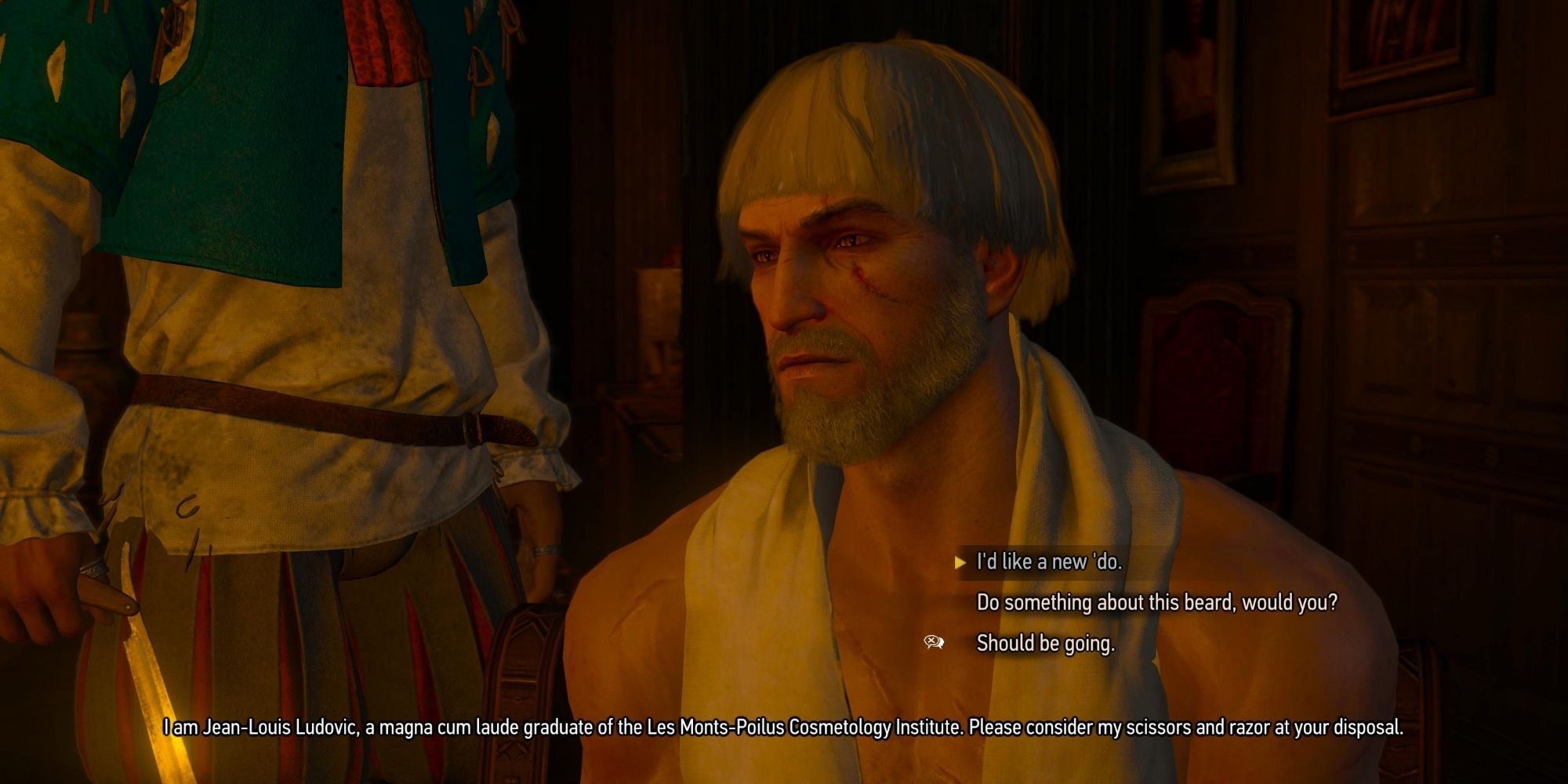 The Witcher 3 geralt with queens pageboy in blood and wine expansion