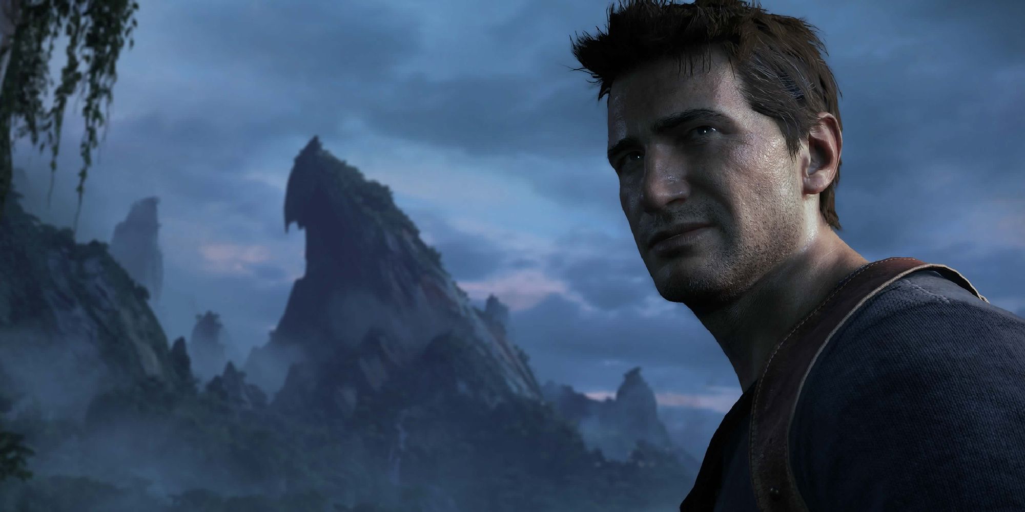 Uncharted 4 - Nathan Drake looking passed the camera 
