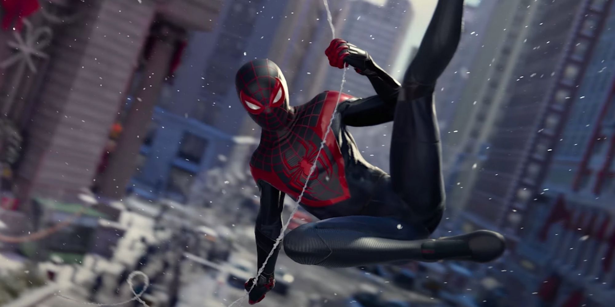 Spider-Man (Miles Morales) Swings Through New York At Christmas