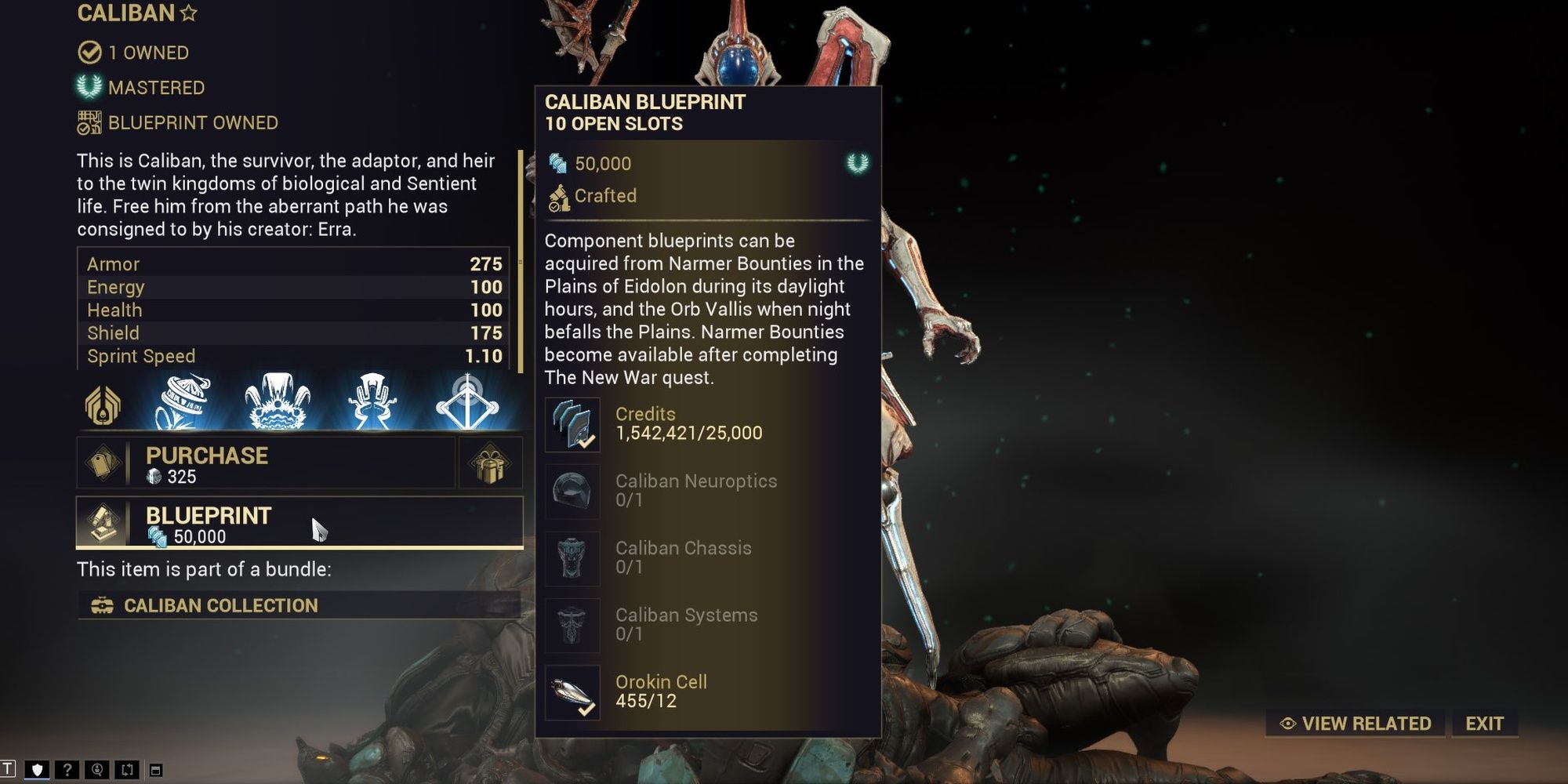 Warframe Caliban Blueprint