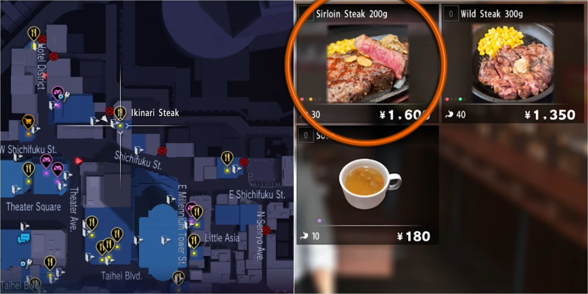 Yakuza 6 Split Image Ikinari Steak Location and Sirloin Steak