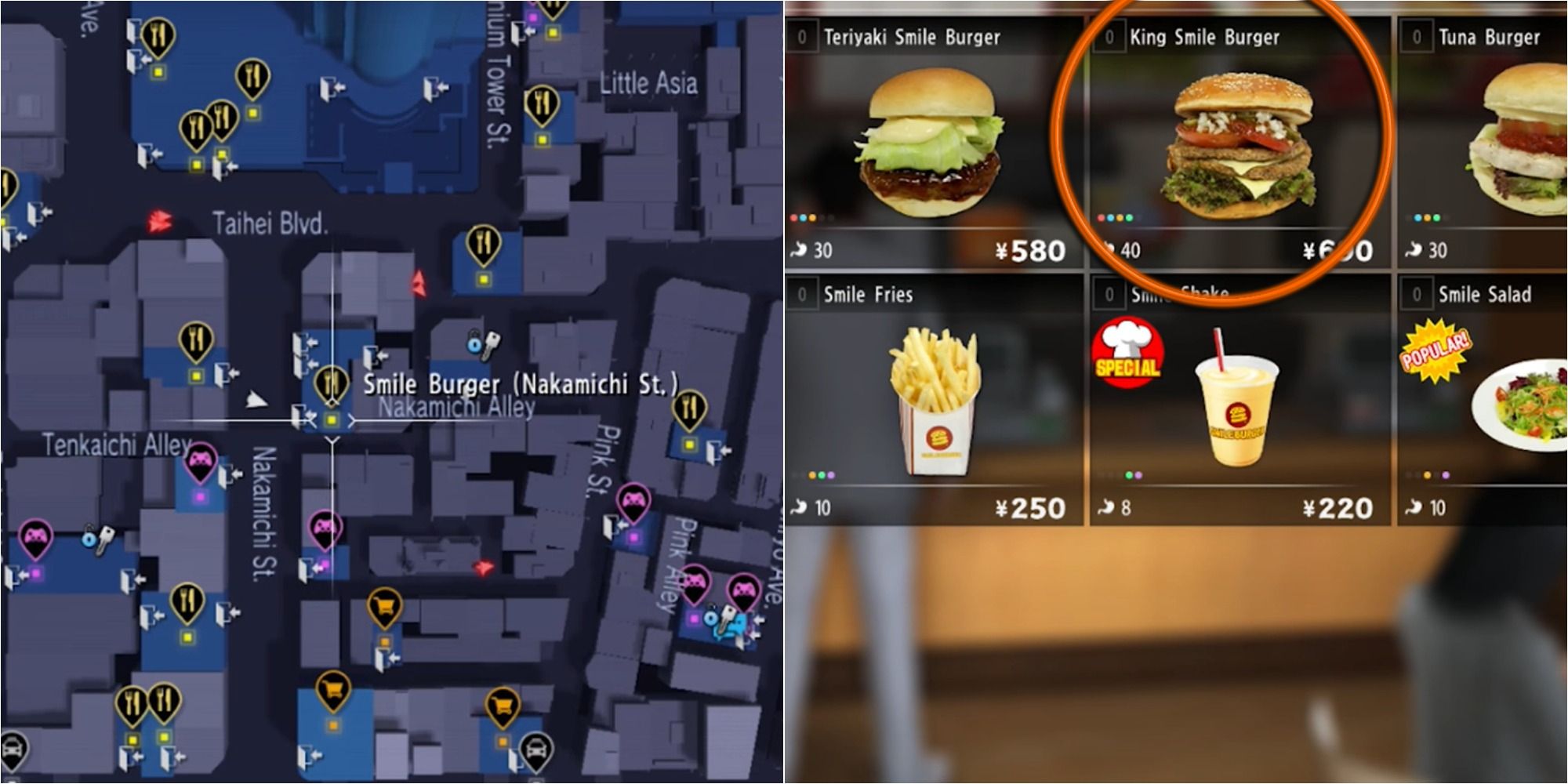 Yakuza 6 Split Image Smile burger Location and King Smile Burger