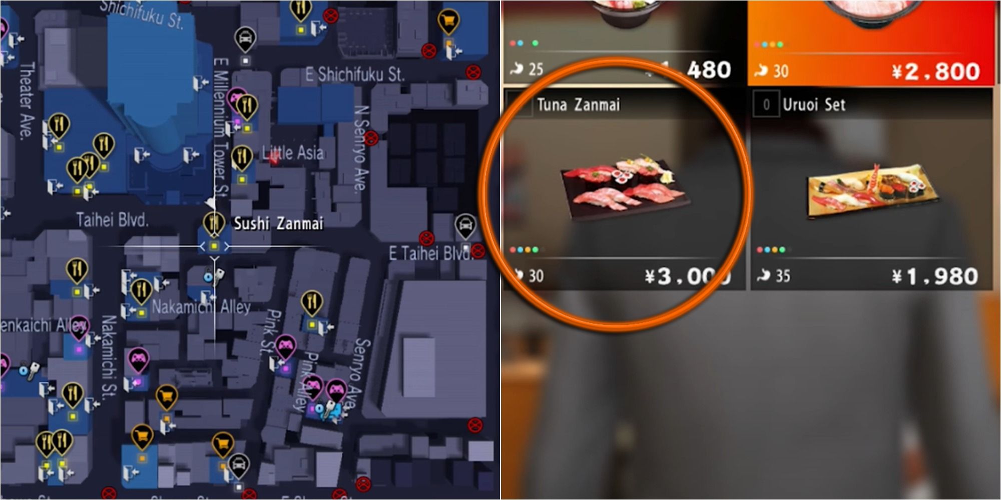 Yakuza 6 Split Image Sushi Zanmai Location and Tuna Zanmai
