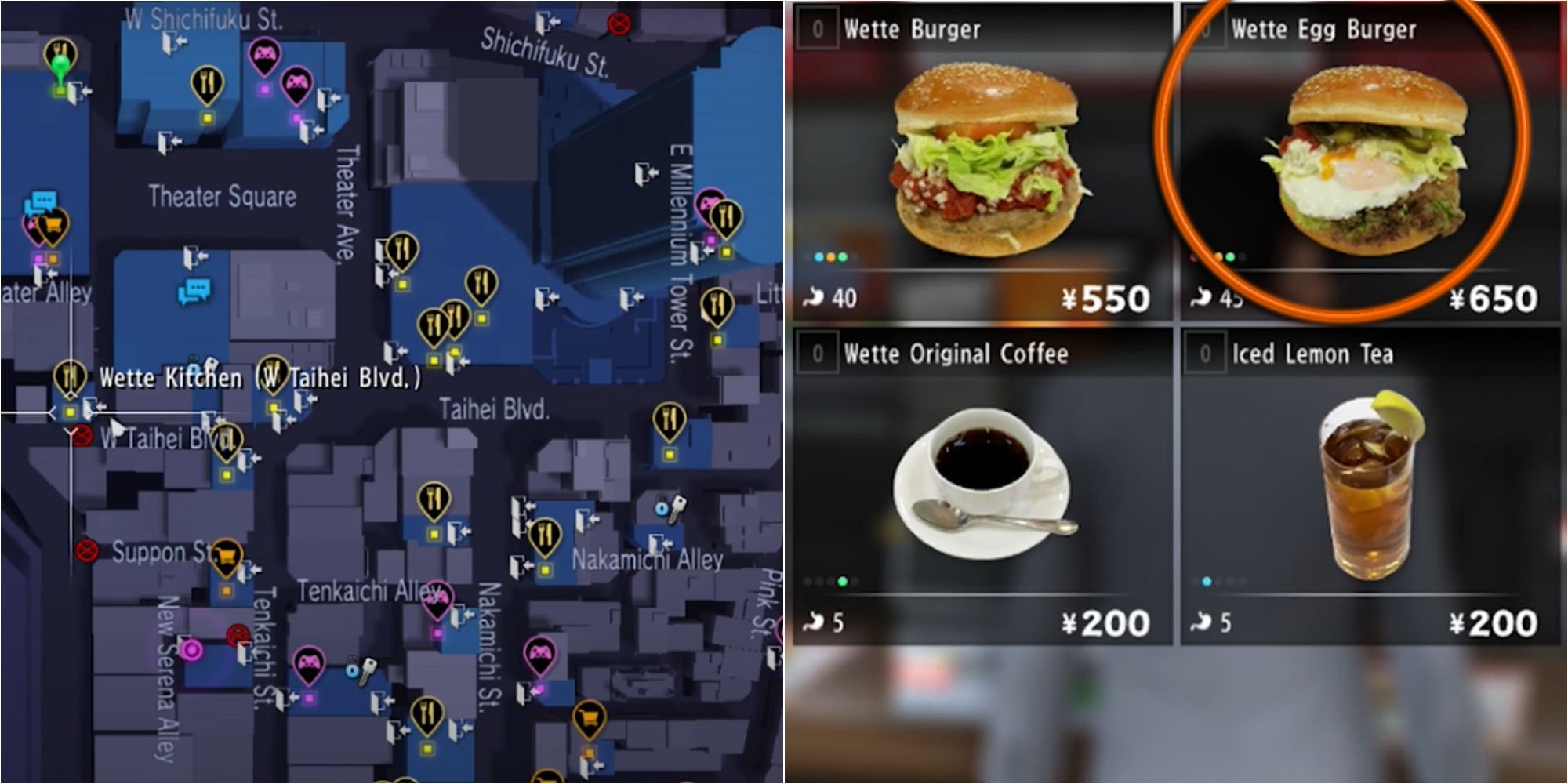 Yakuza 6 Split Image Wette Kitchen Location and Wette Egg Burger