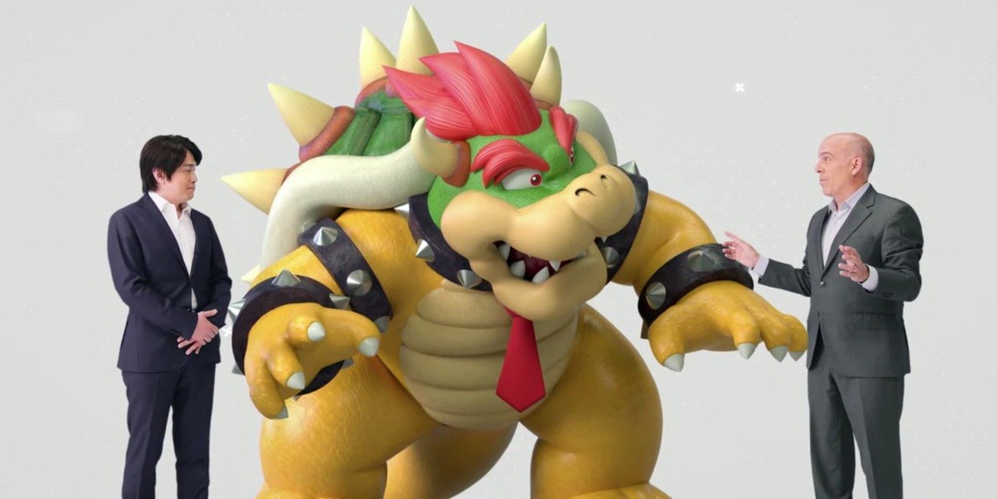 bowser with guys in suits