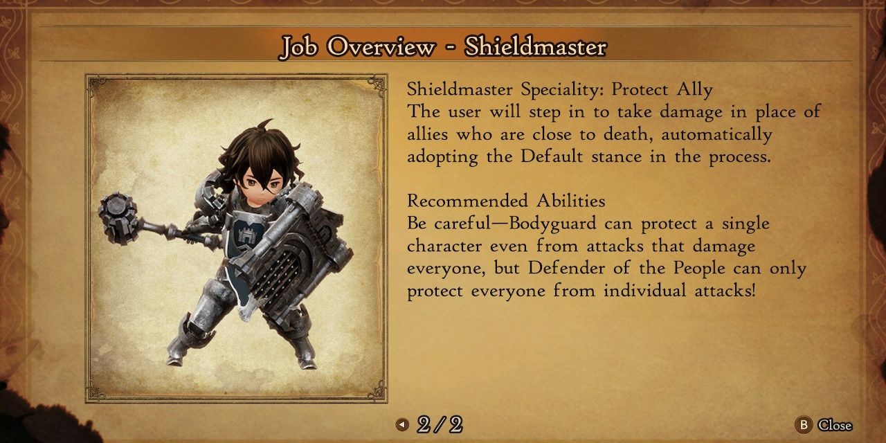 Bravely Default 2 Shieldmaster lore page