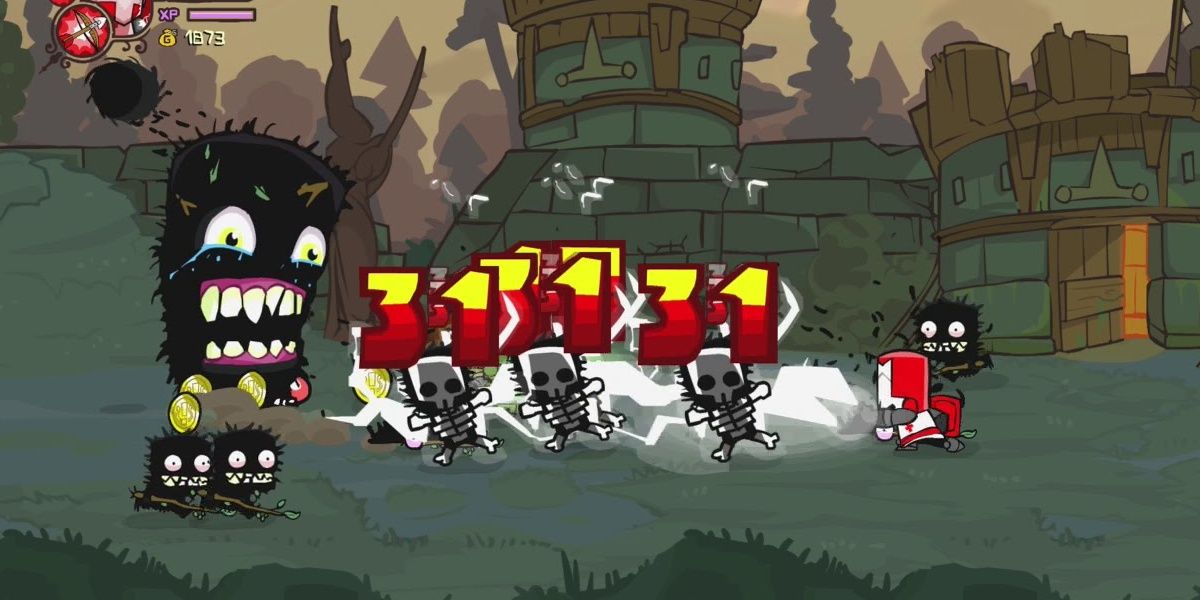 Marsh - Castle Crashers Red Knight fights Trolls