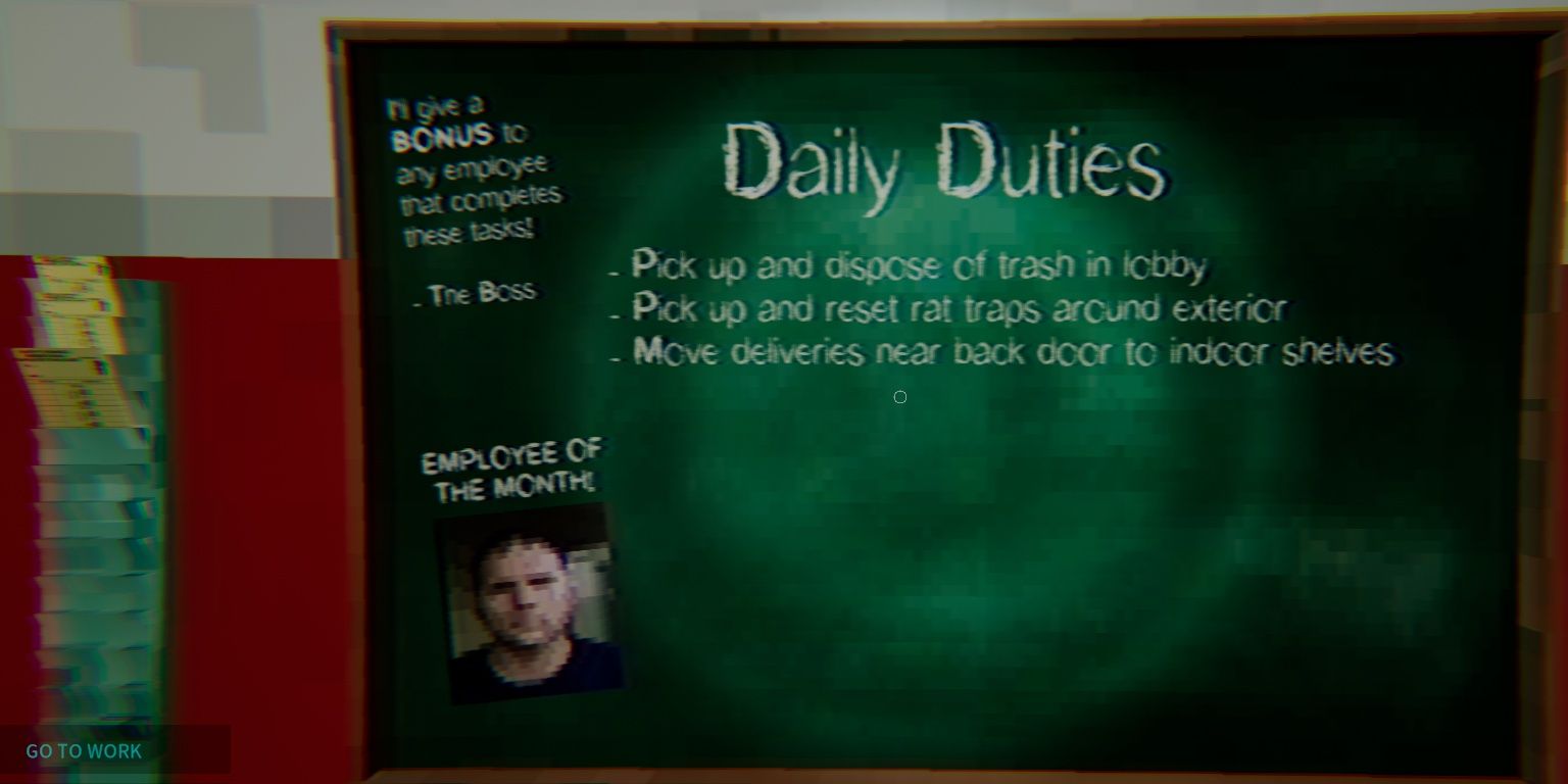 daily duties chalkboard in happy's humble burger farm