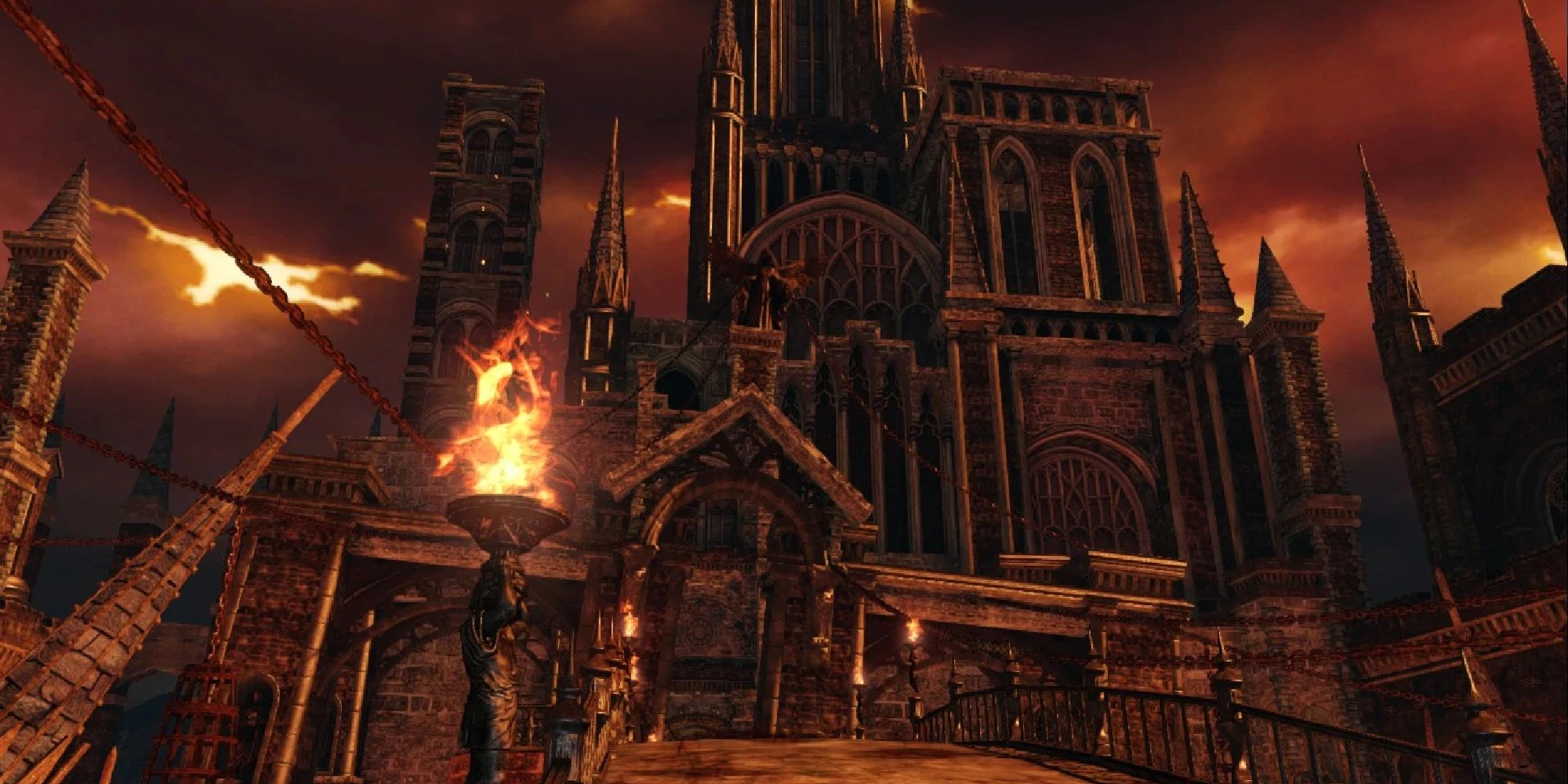 The imposing exterior of the Iron Keep castle in Dark Souls 2