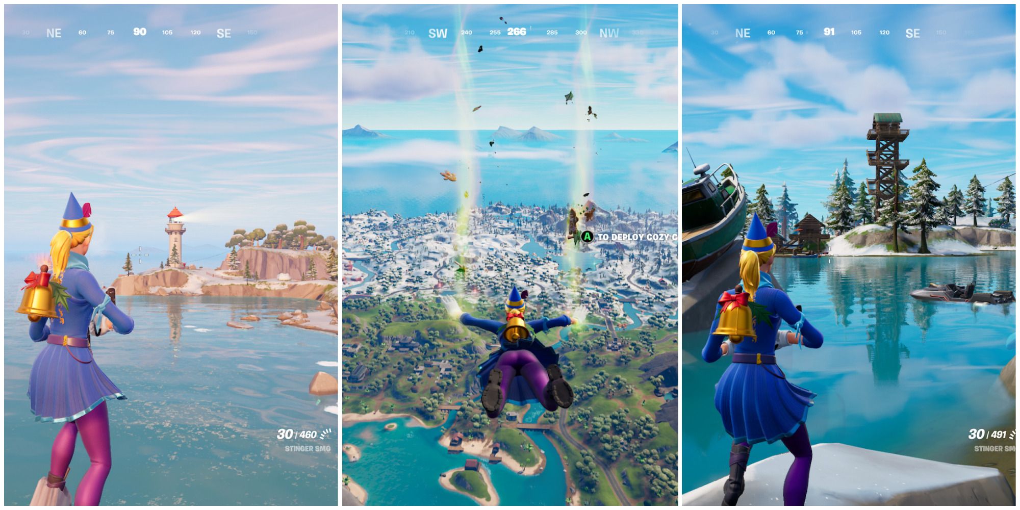 fortnite chapter 3 map lighthouse, skydiving freefall, loot lake island featured