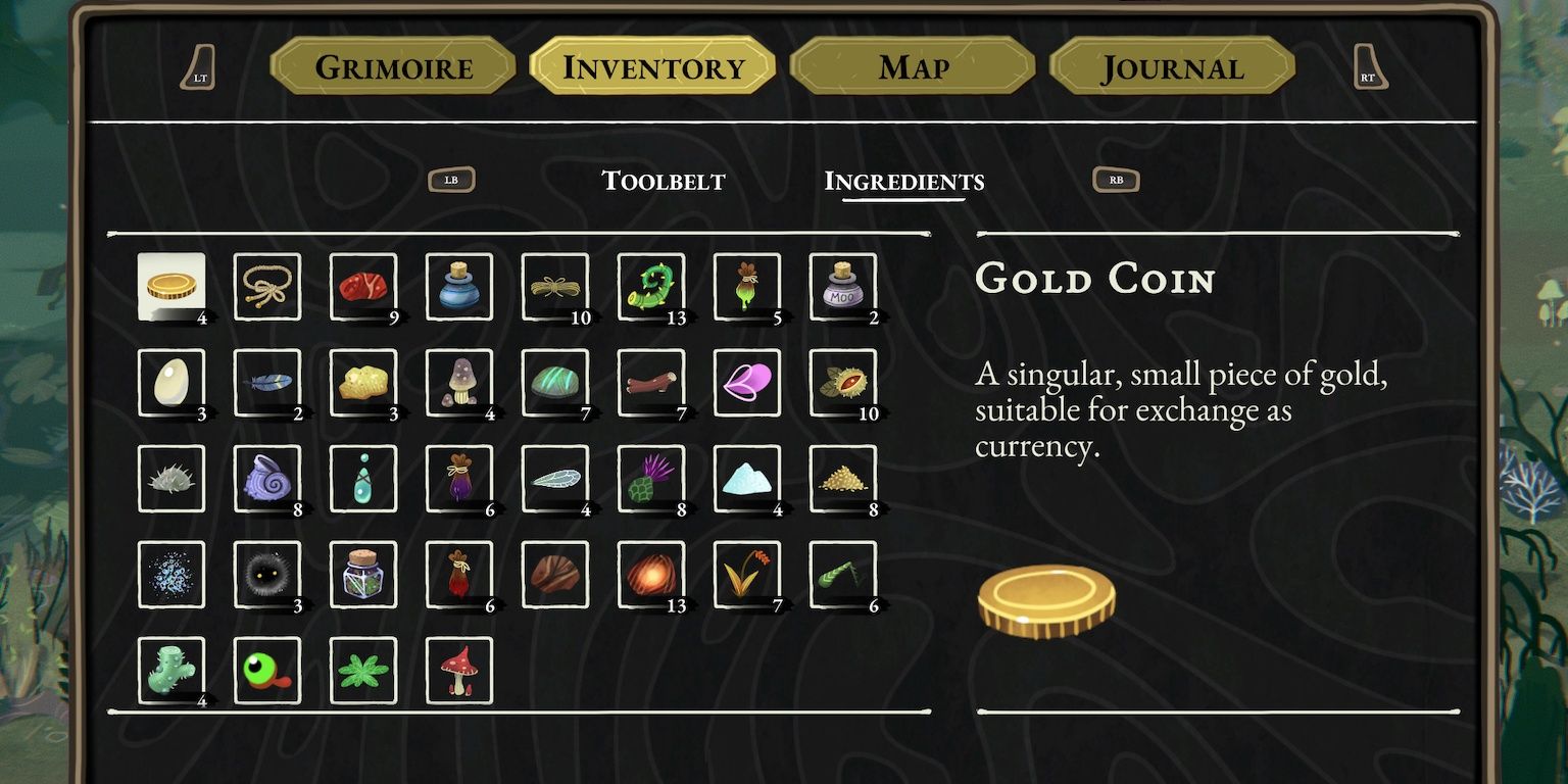inventory screen in wytchwood