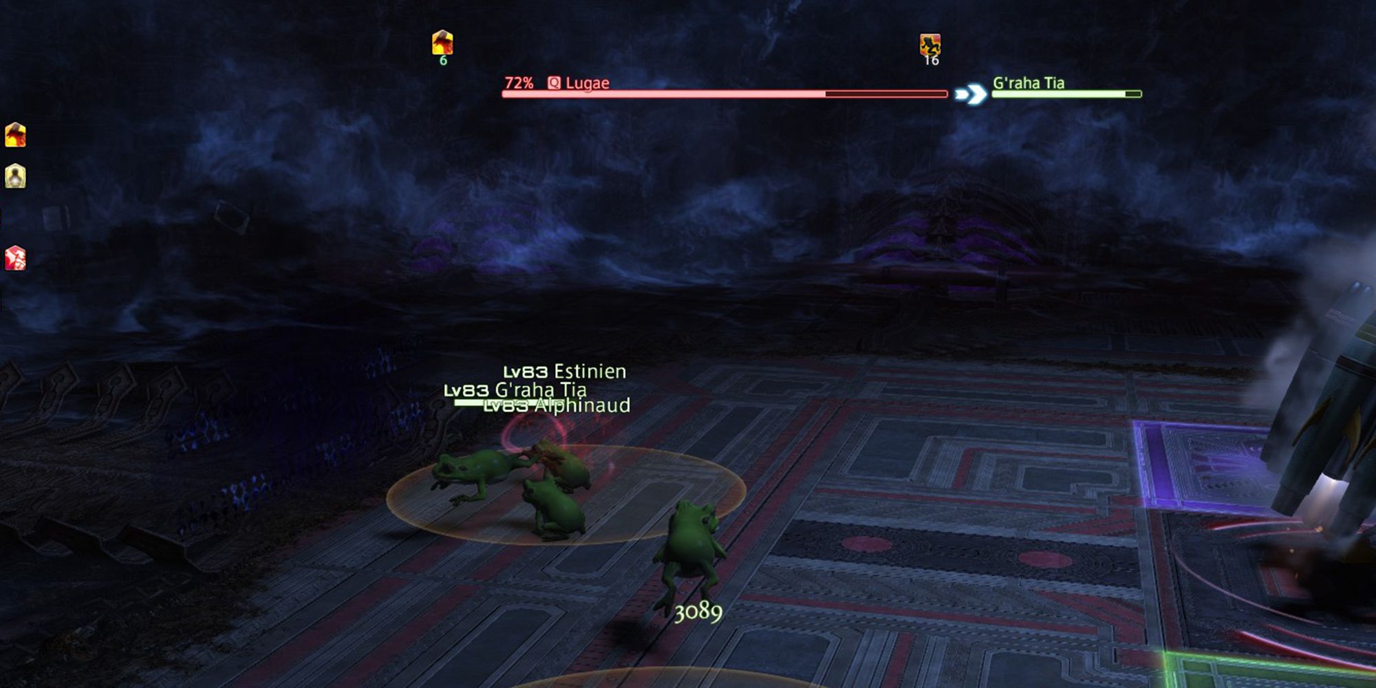 turning into frogs to avoid lugaes downpour during the tower of babil dungeon