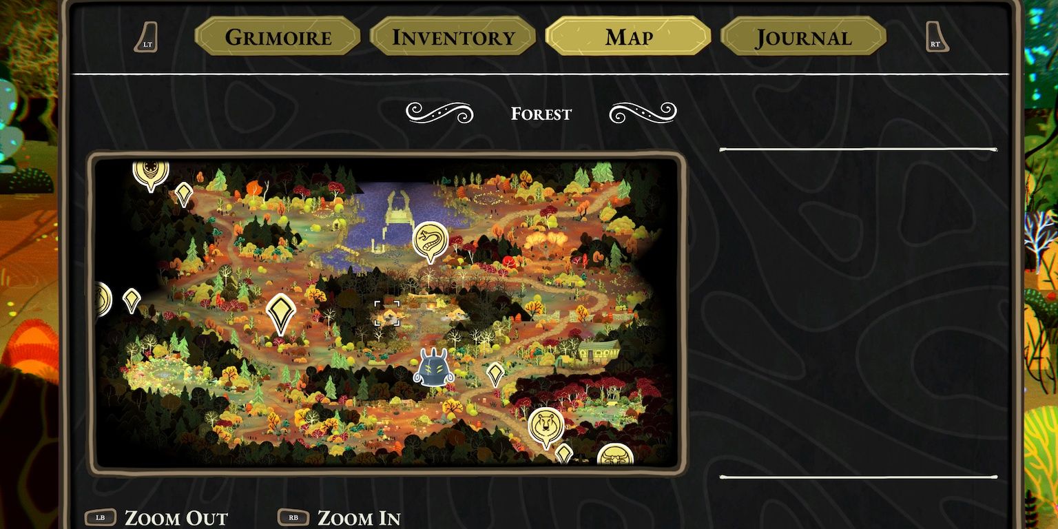 map screen of forest in wytchwood