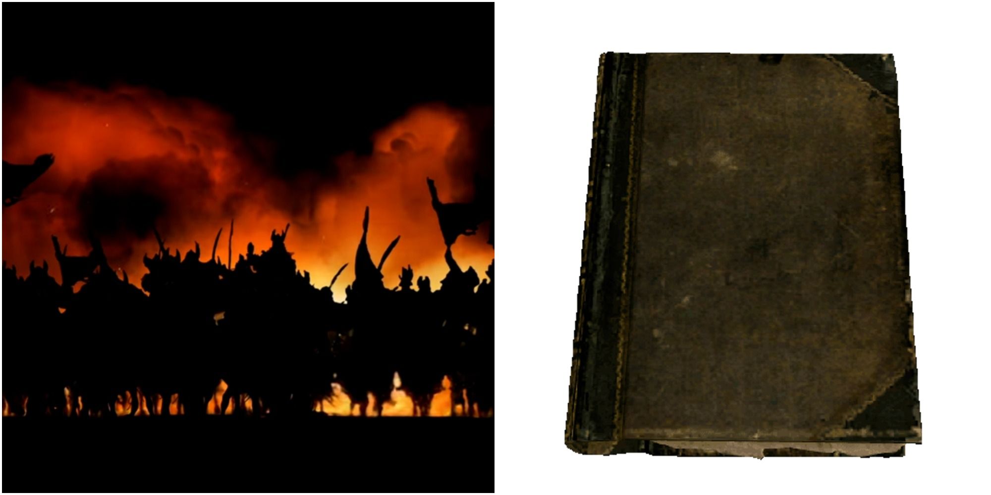 The Great War book to the right and the actual great war to the left Skyrim