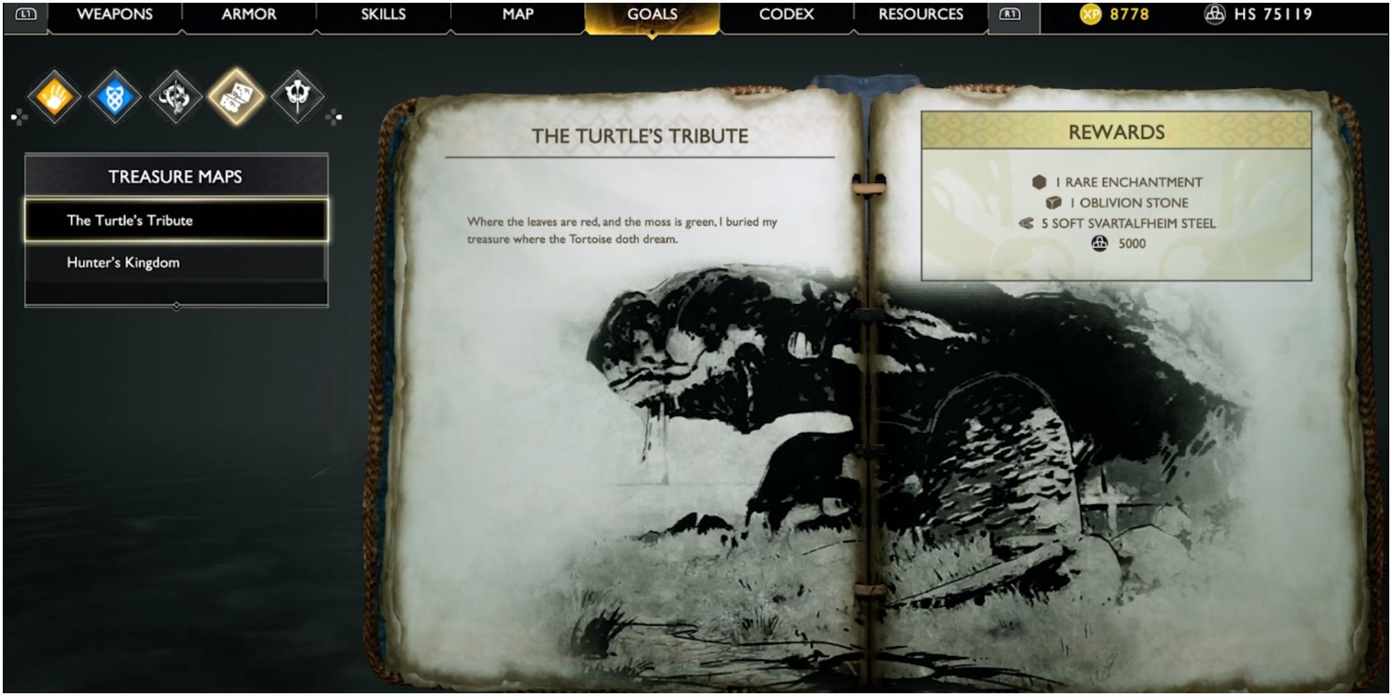 God of War The Turtle's Tribute Treasure Map