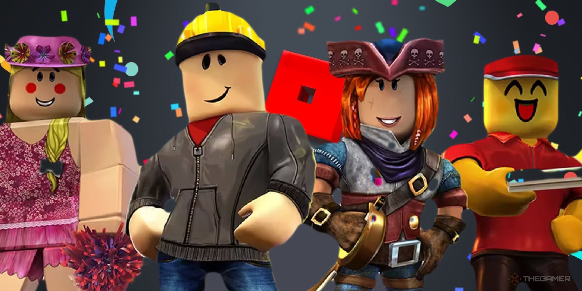 roblox four characters celebrating