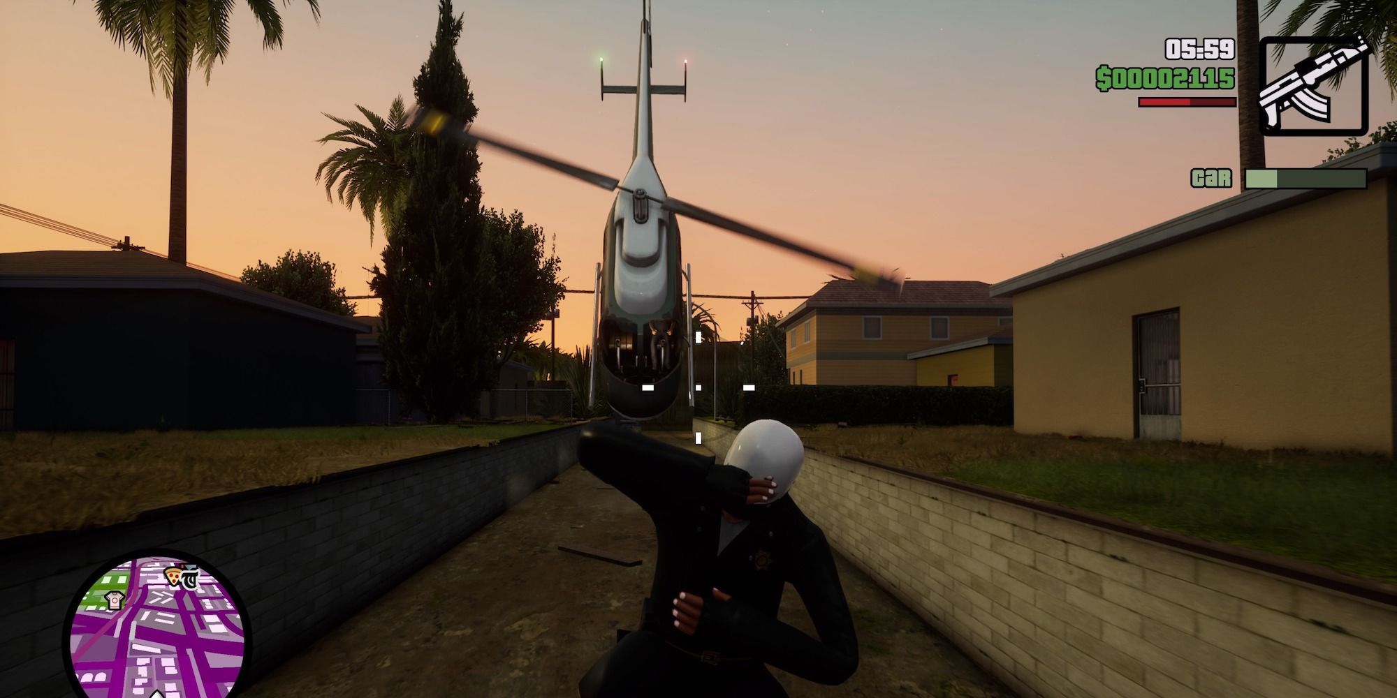san andreas cop on top of car helicopter
