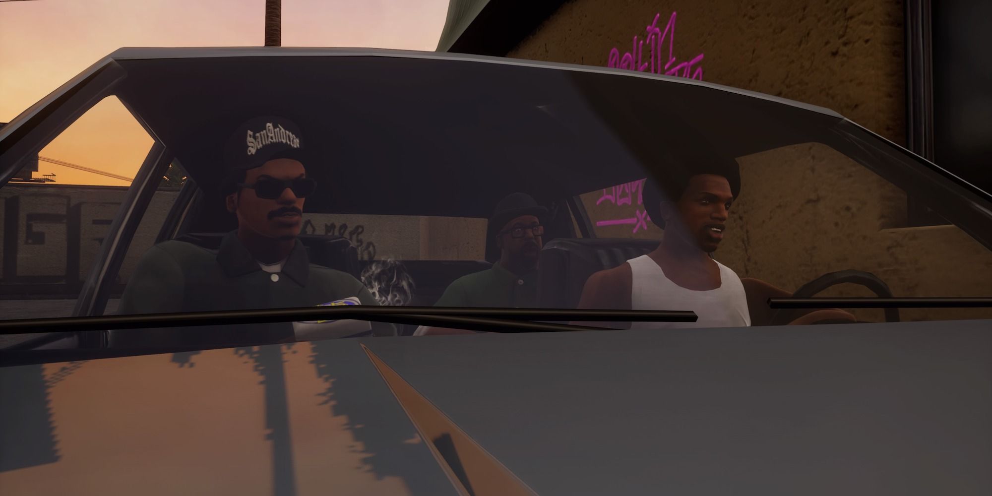 san andreas ryder smoke and CJ in a car
