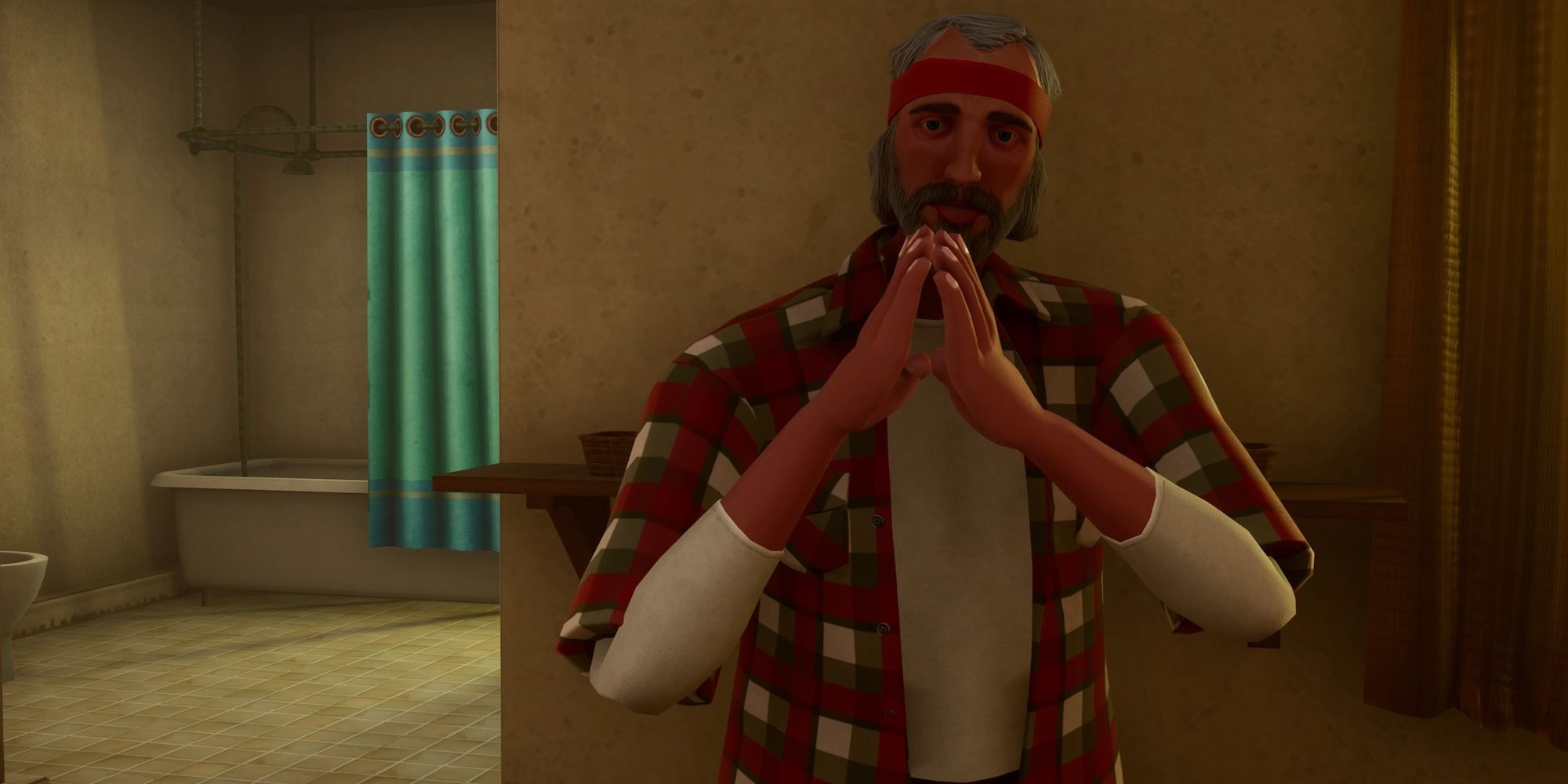 The Truth with his hands clasped together in GTA San Andreas