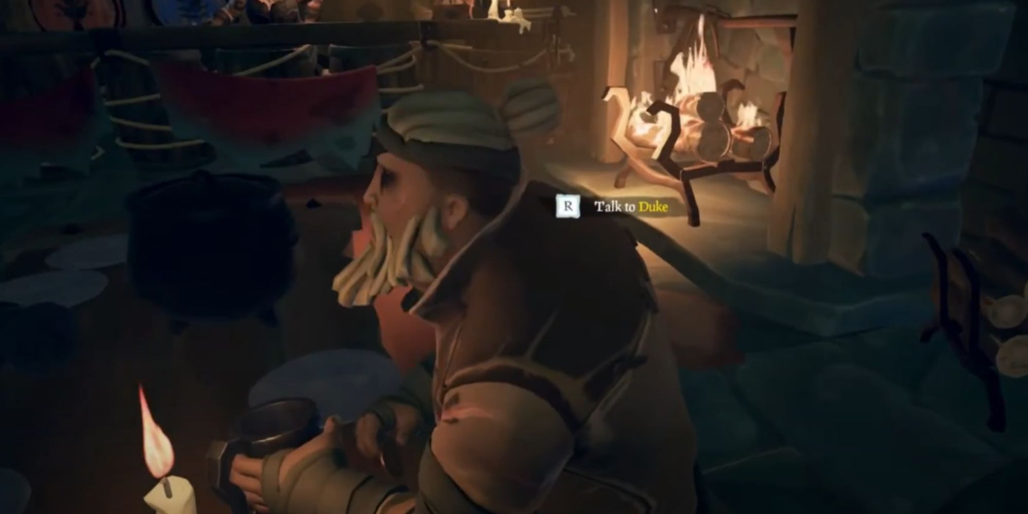 sea of thieves duke character inside a tavern