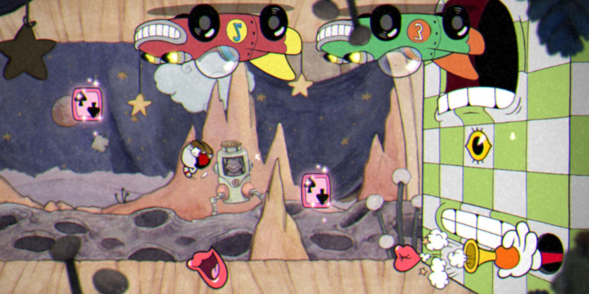 two-mouthed wall from cuphead boss fight