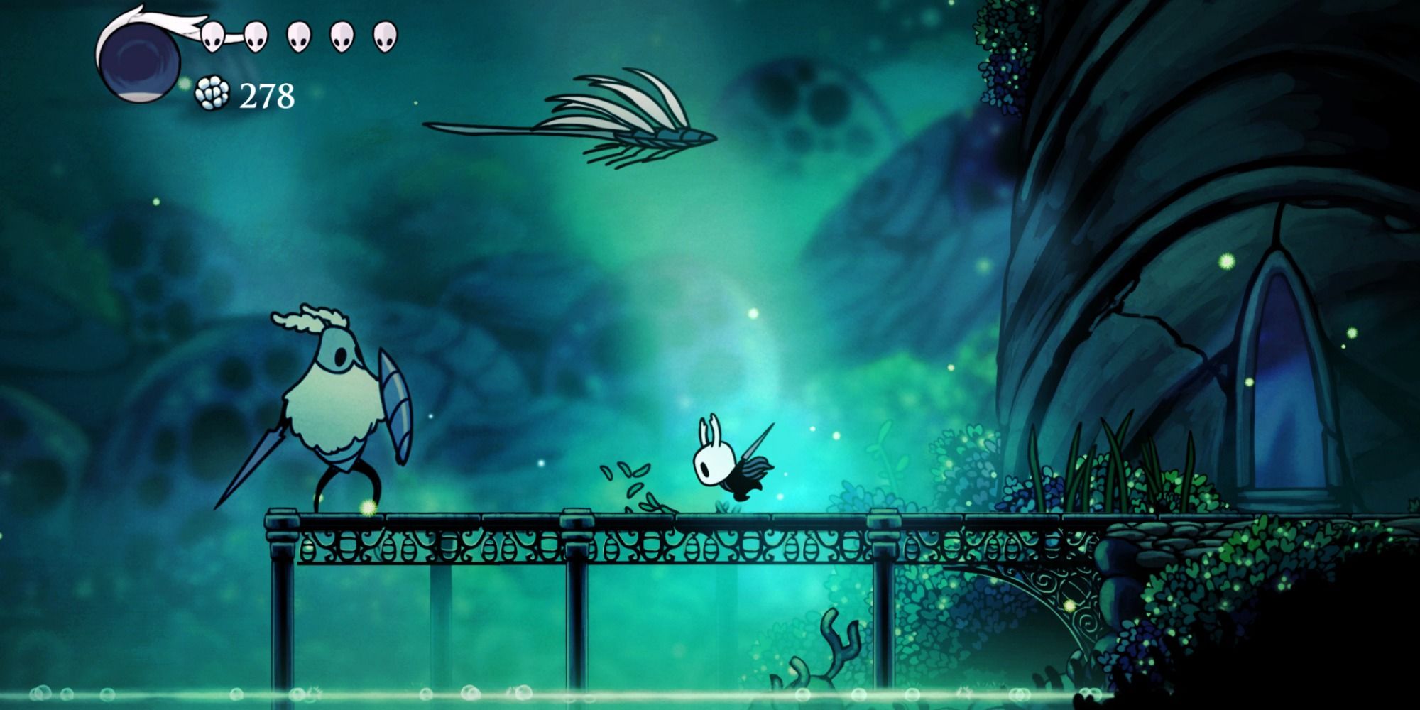 Hollow Knight - The Knight Running Toward A Massive Enemy