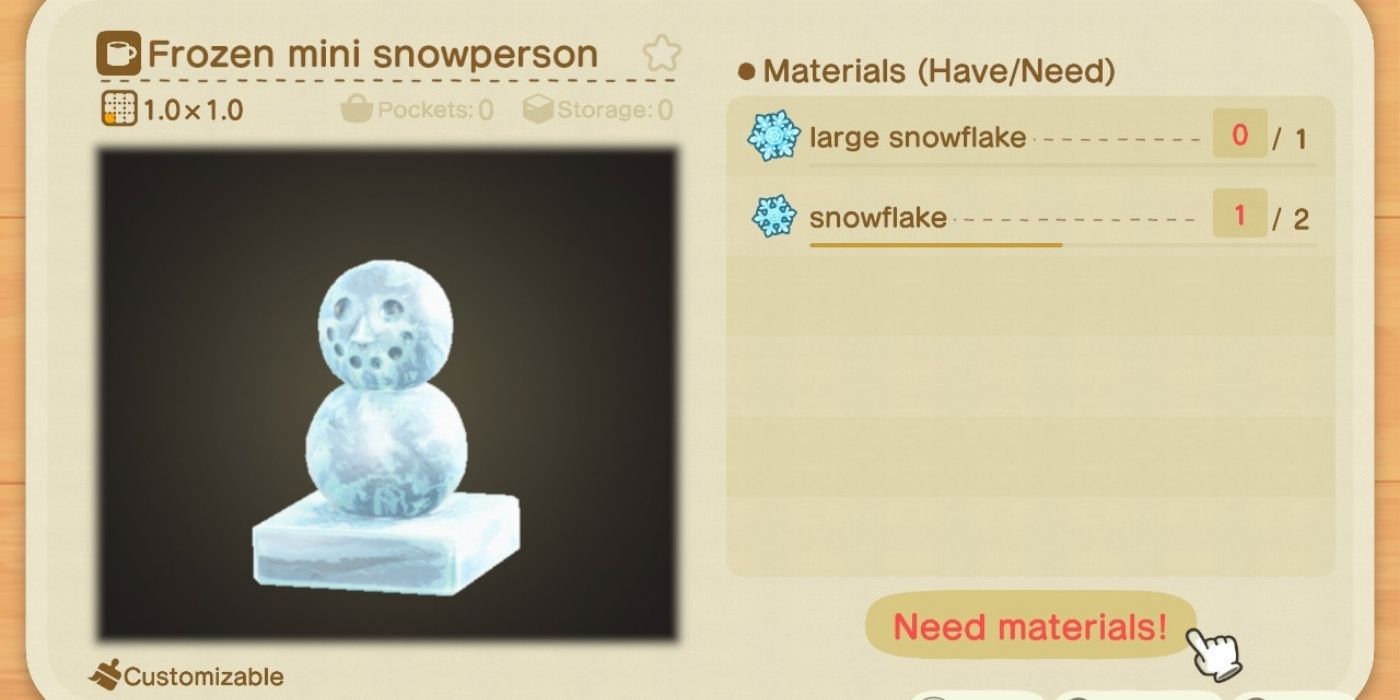 Animal Crossing New Horizons - Frozen mini snowperson