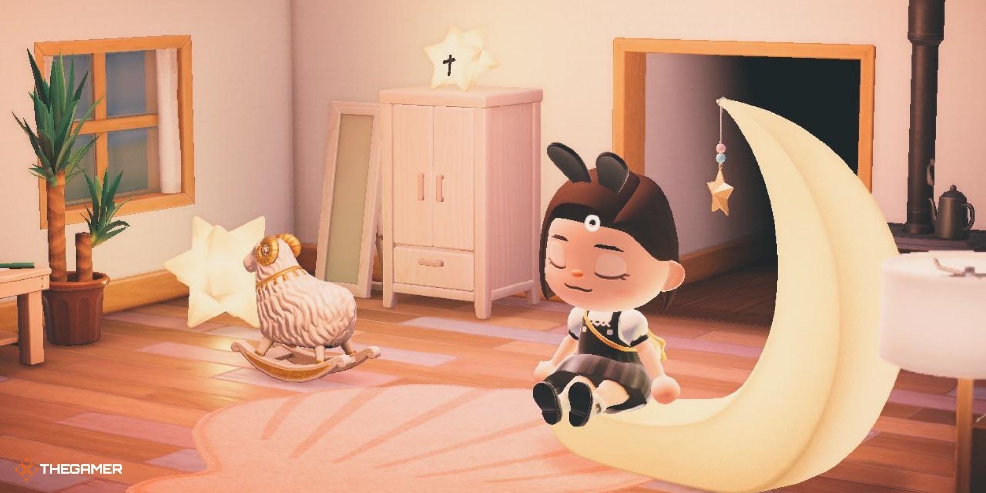 Animal Crossing New Horizons - игрок с мебелью Celeste