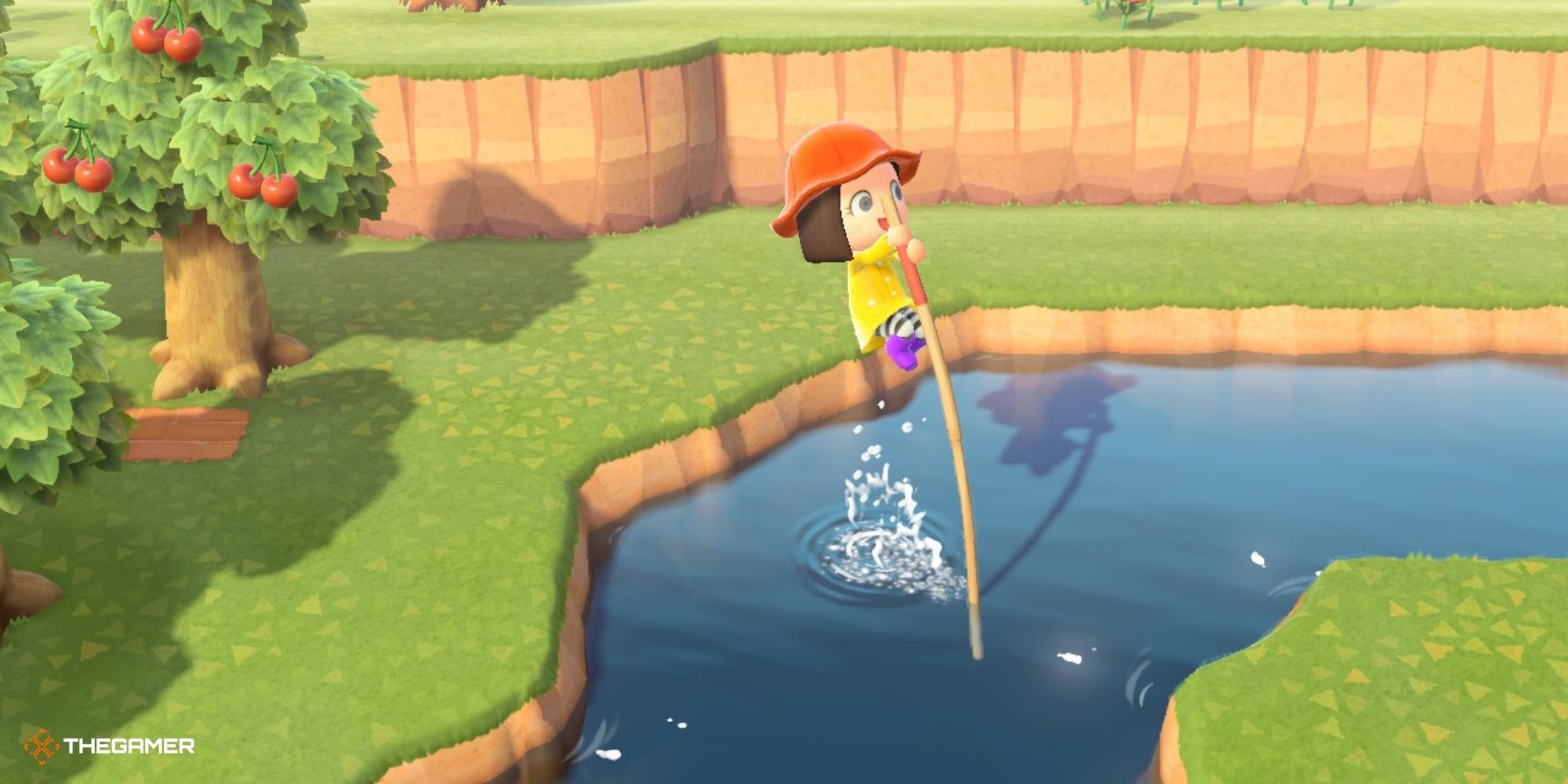 Animal Crossing New Horizons - player with vaulting pole