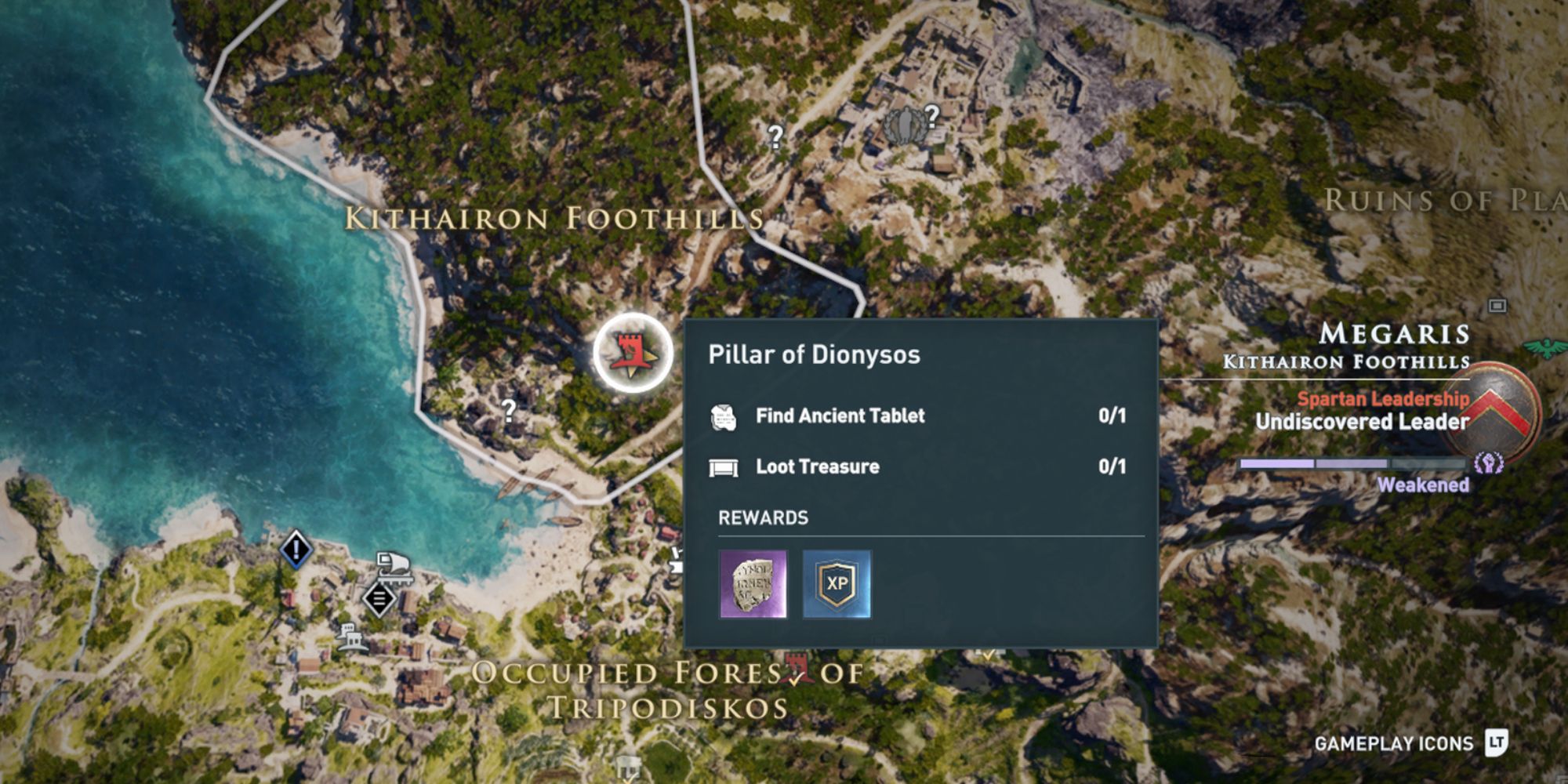Assassin's Creed Odyssey Screenshot Of Pillar Of Dionysos Map Location