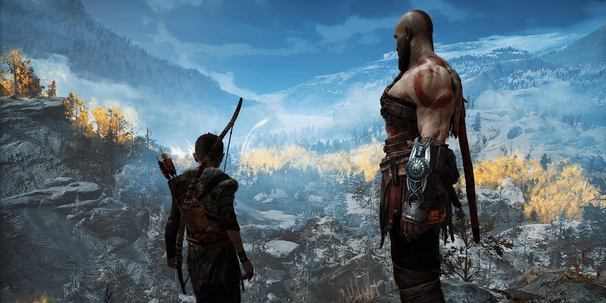 Atreus And Kratos Looking Down