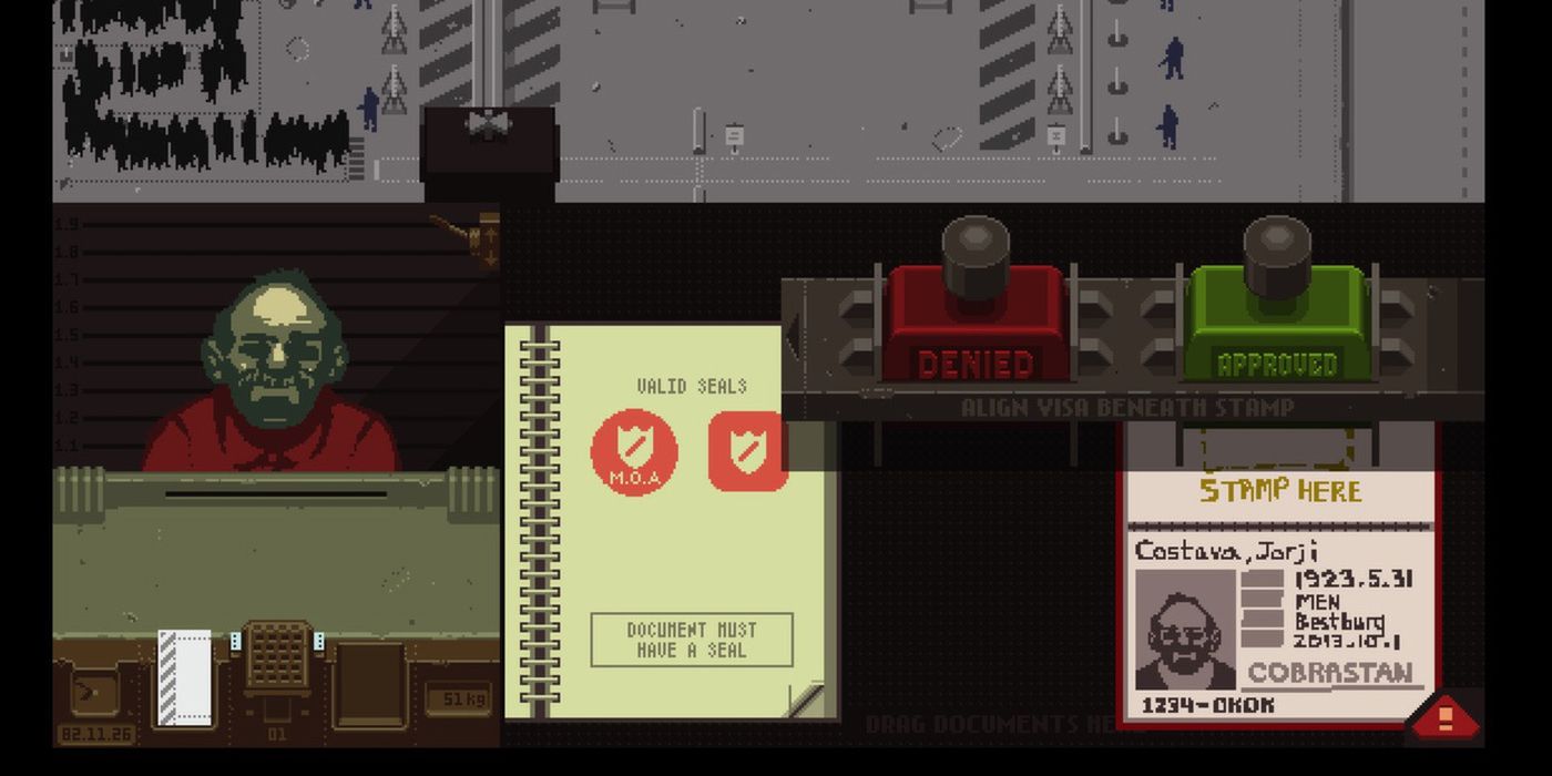 Paper Please gameplay screenshot showing papers being approved
