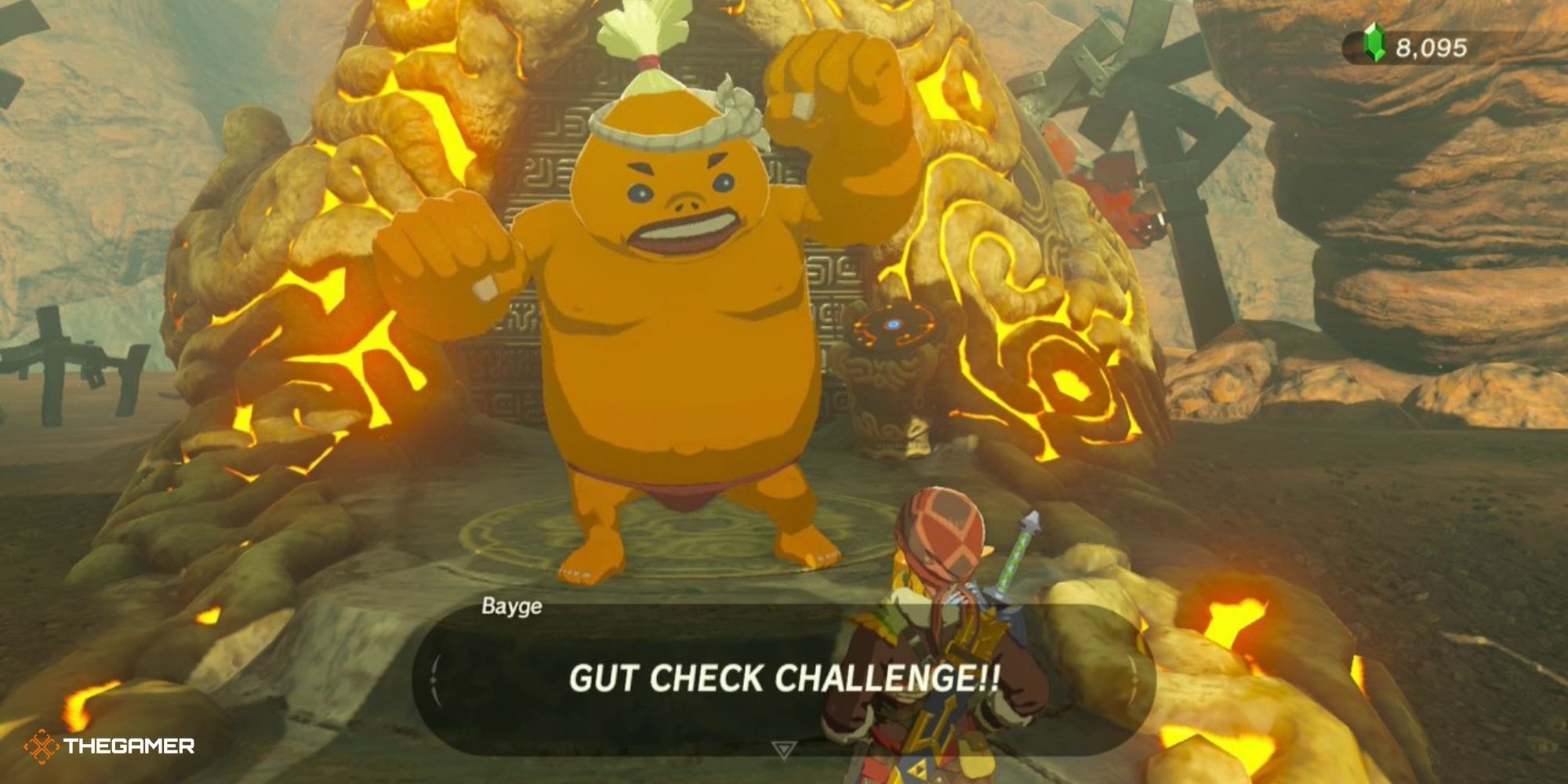 Breath of the Wild - Bayge (Goron) talking about Gut Check Challenge
