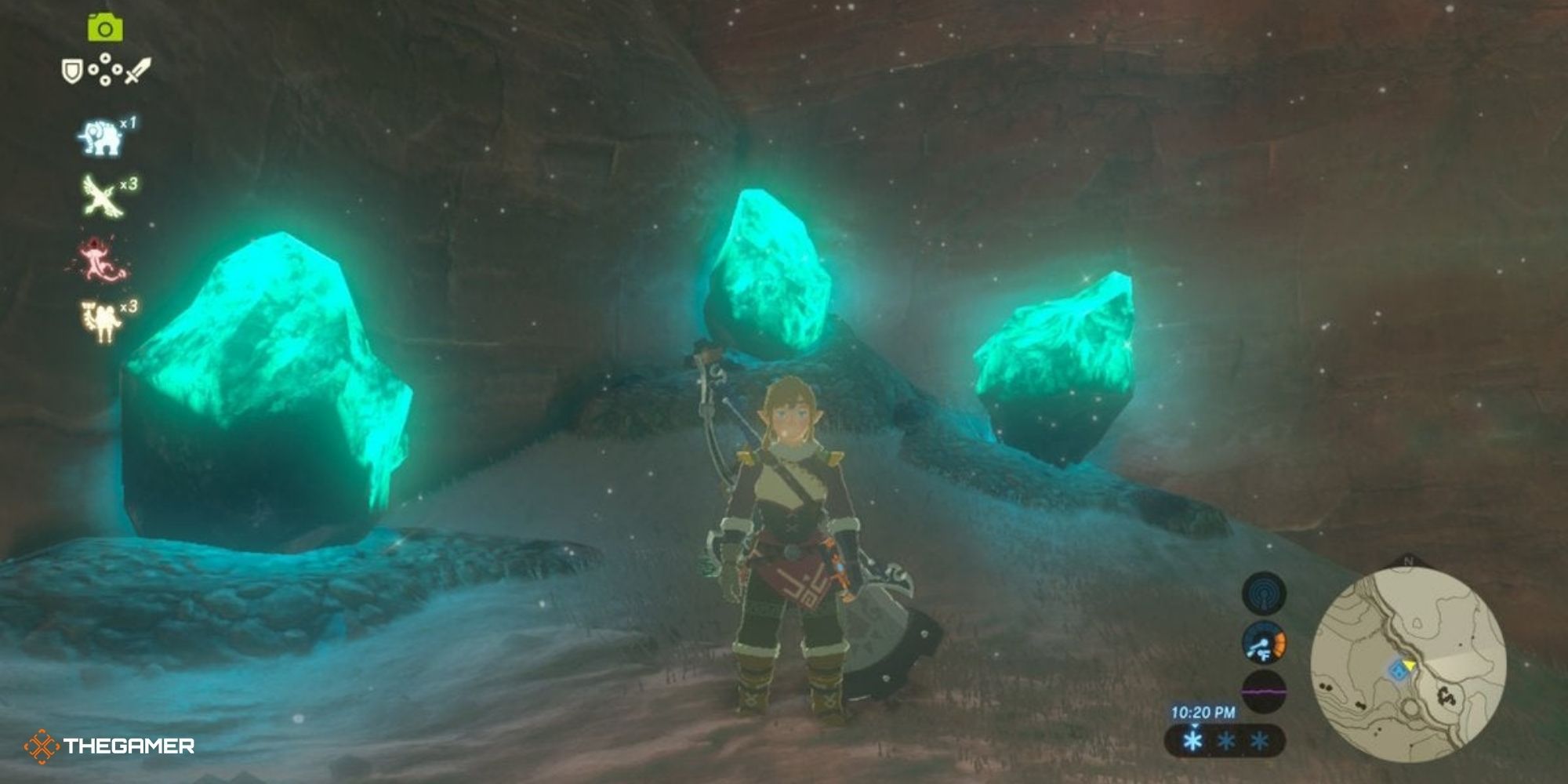 Breath of the Wild - Link standing with luminous stone nodes
