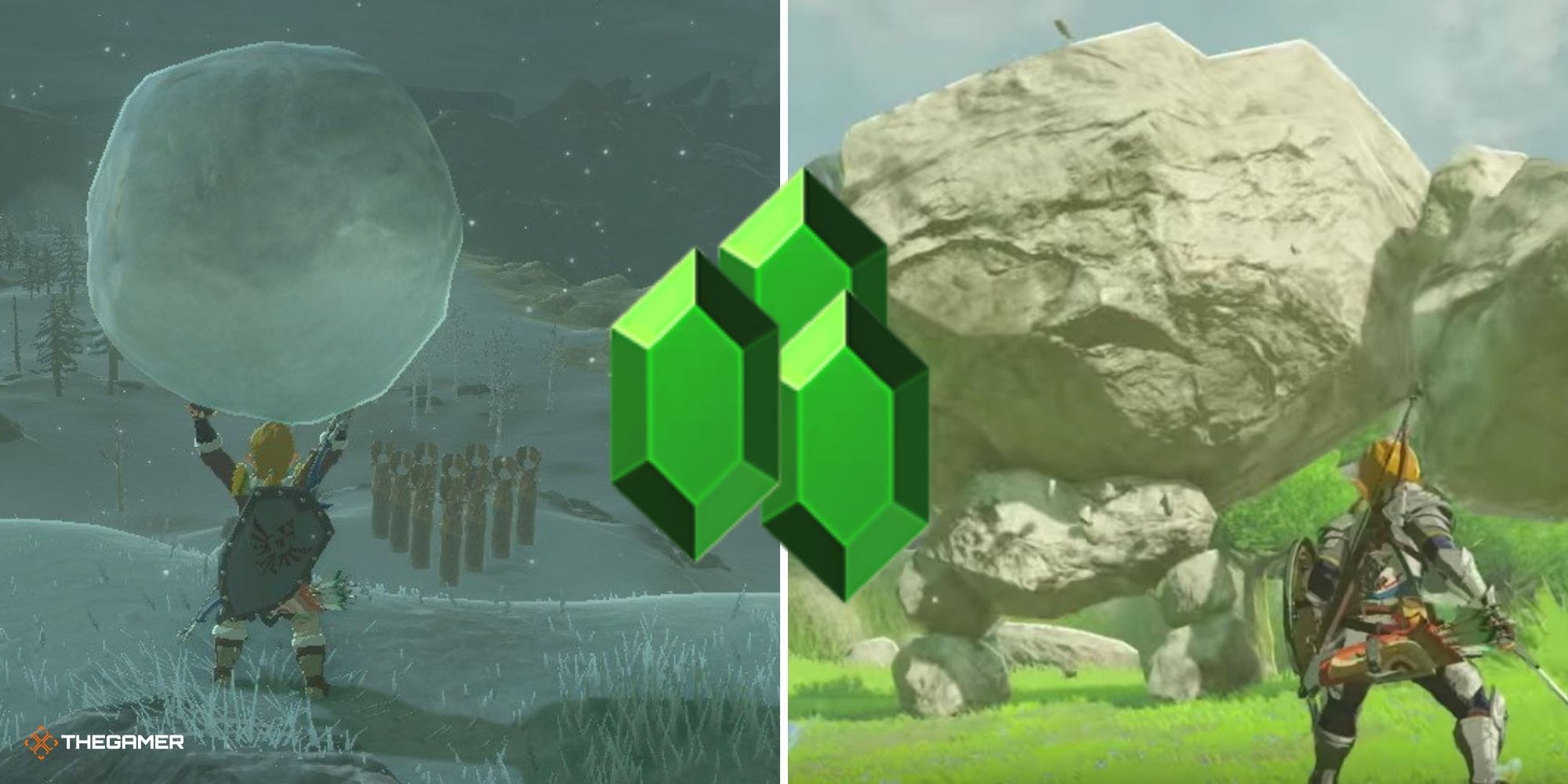 Breath of the Wild - snowling on left, Stone talus on right (1)