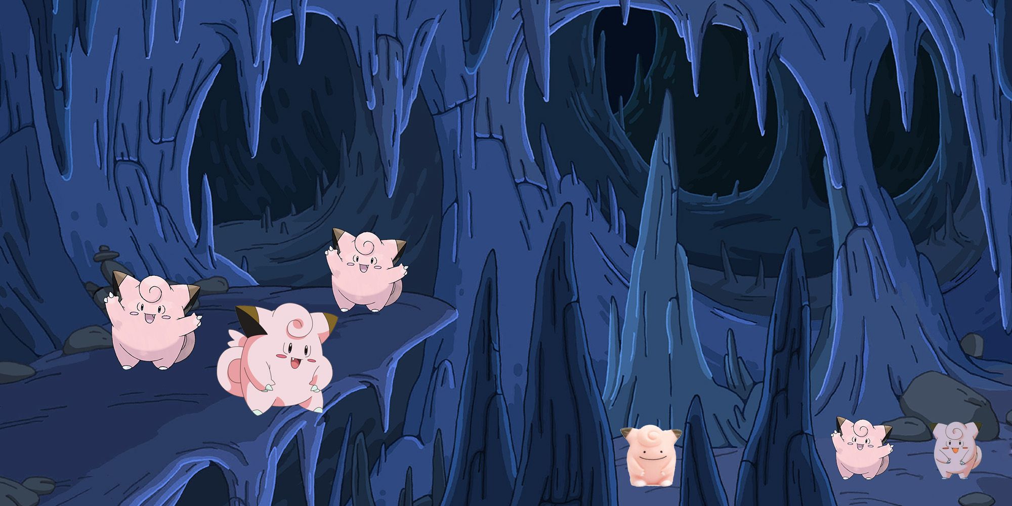 A group of Clefairy dancing in their cave